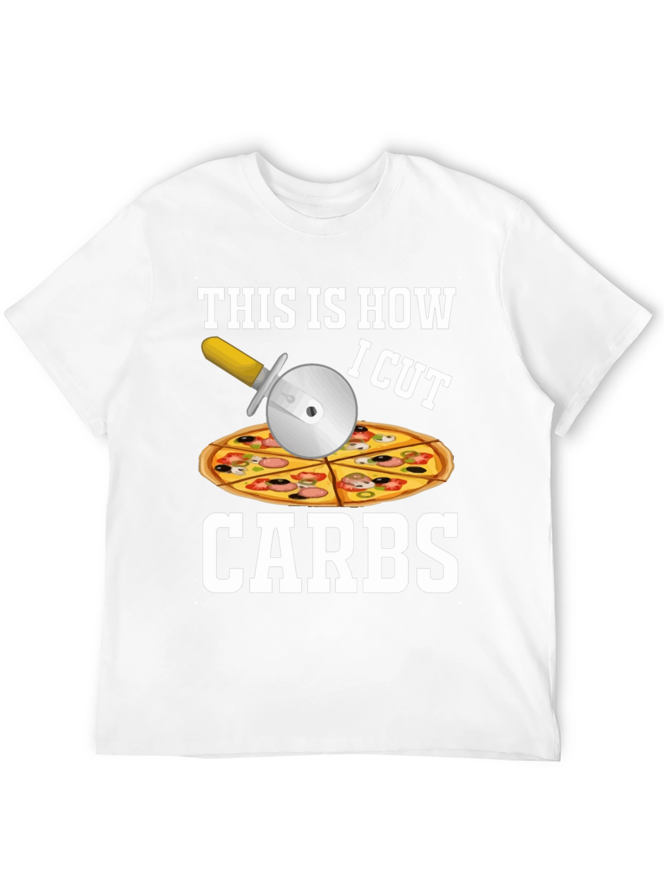 Black Funny Pizza Cutter "Carbs" T-Shirt view 12