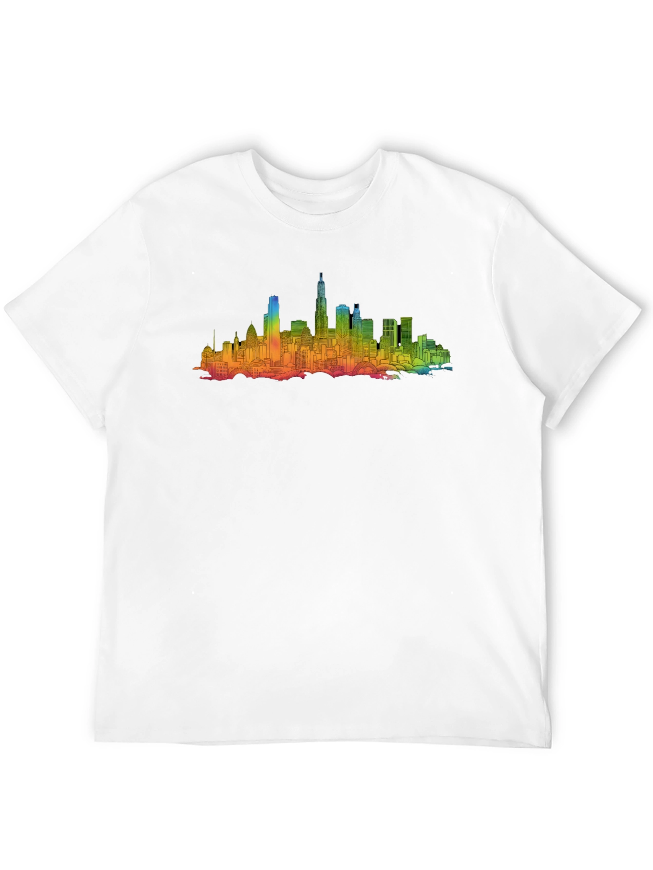 Black Rainbow Cityscape Graphic Tee - Black Cotton Blend view 12
