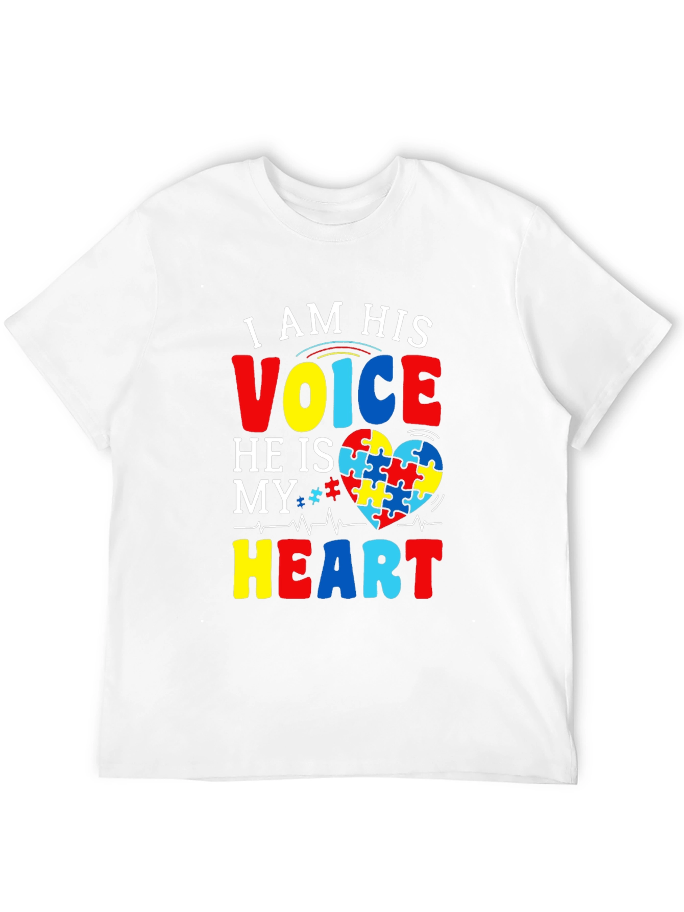 Black Autism Awareness T-Shirt - I am His Voice, He is My Heart view 12
