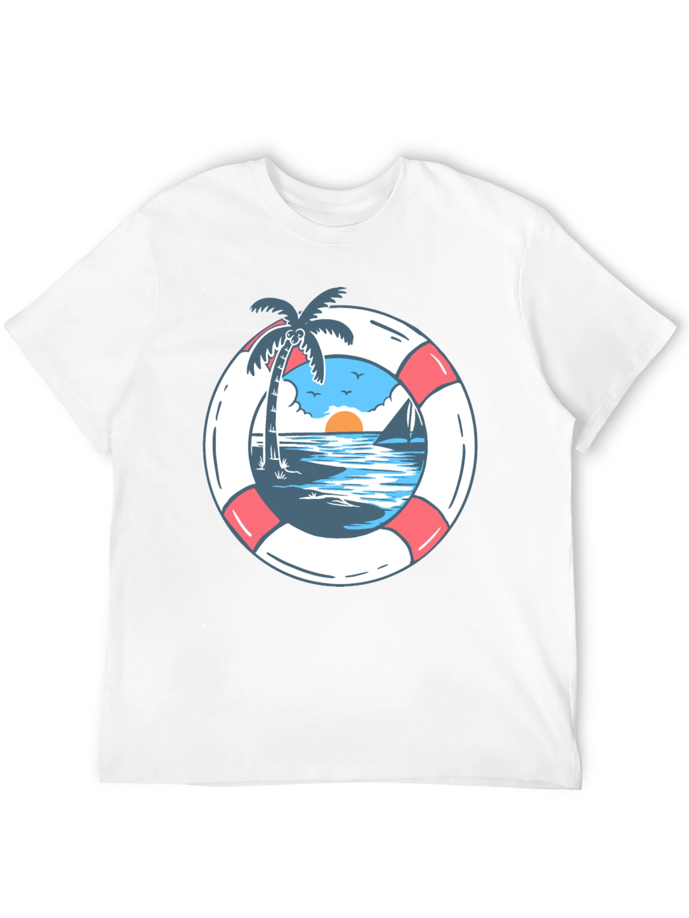 Tropical Beach Life Preserver Graphic Tee - 12