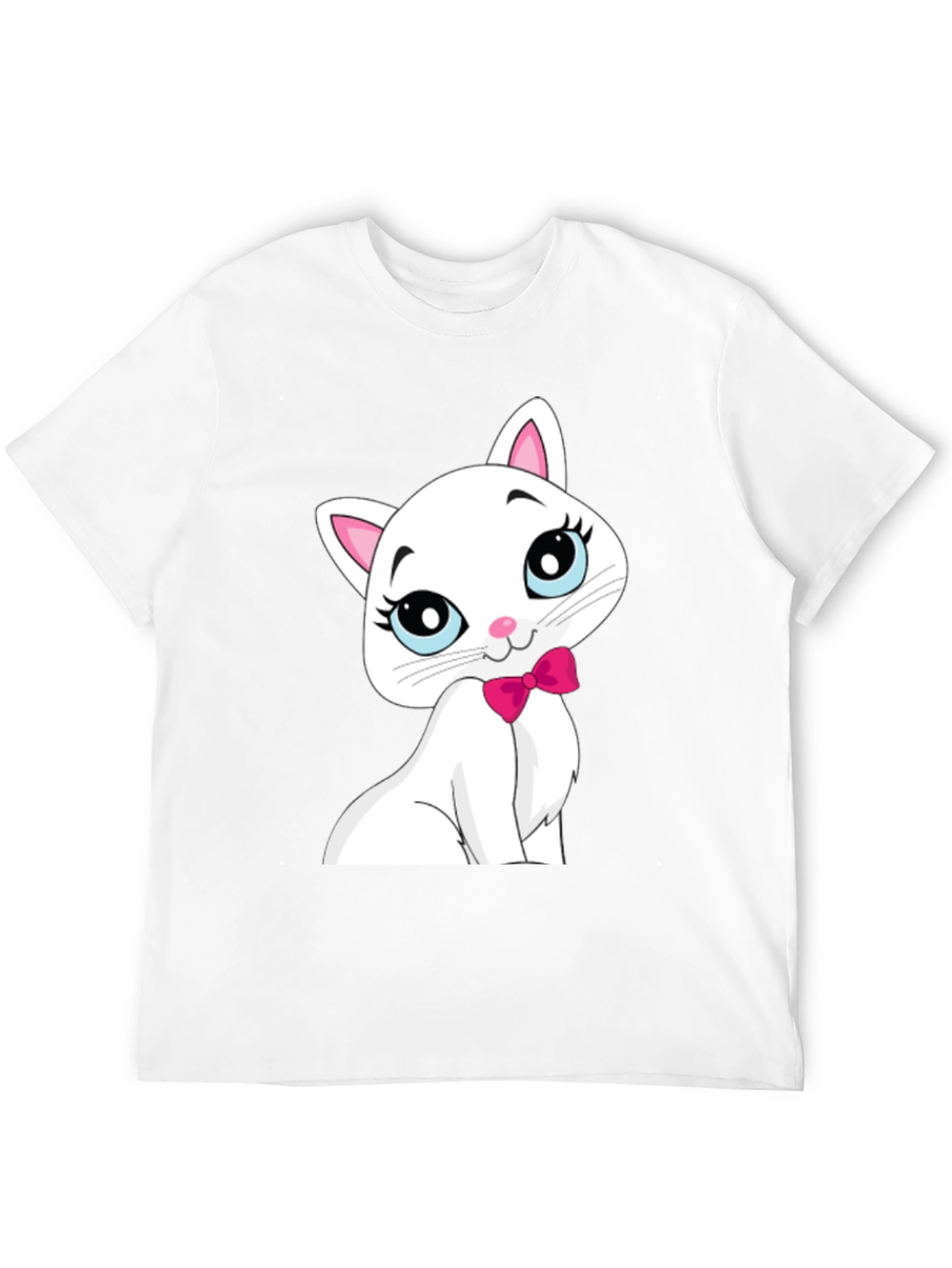 Black Cute White Cat T-Shirt view 12