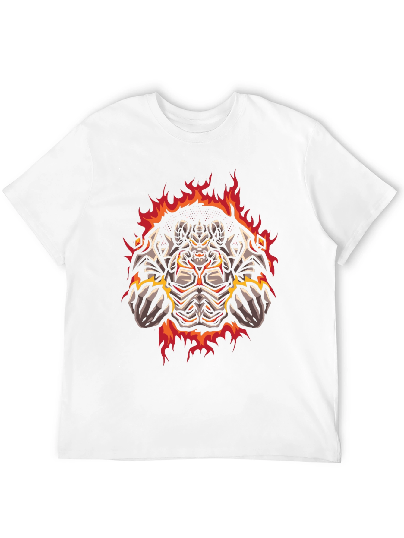 Black Fiery Demon Graphic Print Tee - Black Cotton T-Shirt view 12