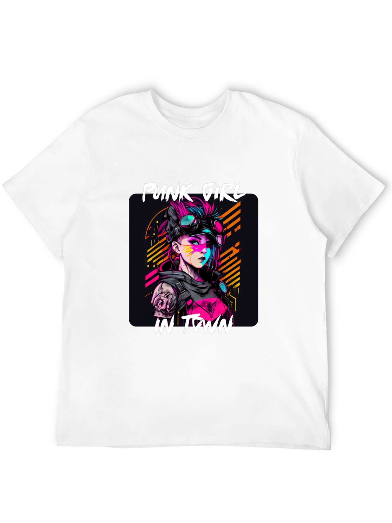 Black Punk Girl in Town Graphic Tee - Stylish Unisex T-Shirt view 12
