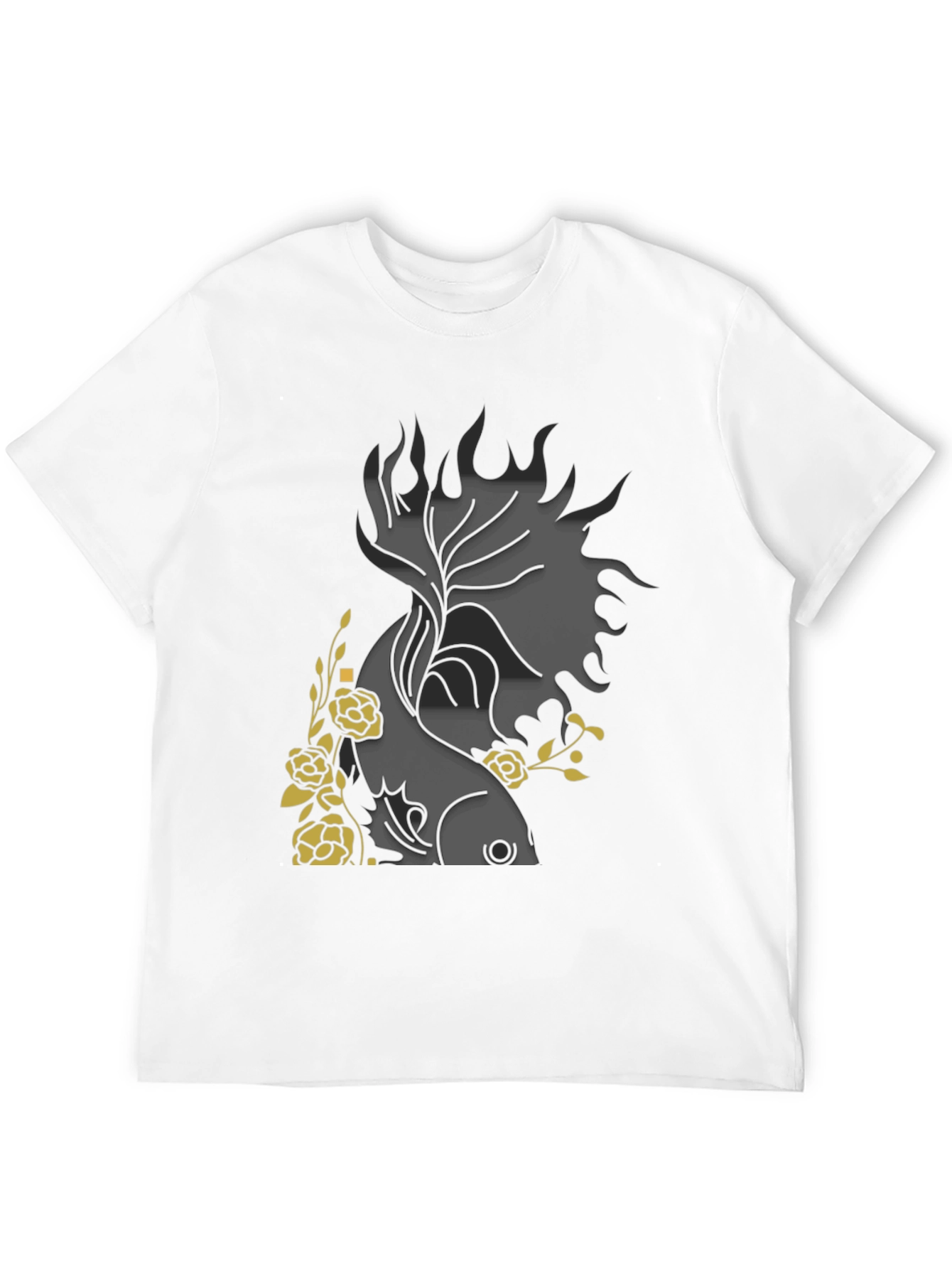 Black Floral Fish Graphic Black T-Shirt view 12