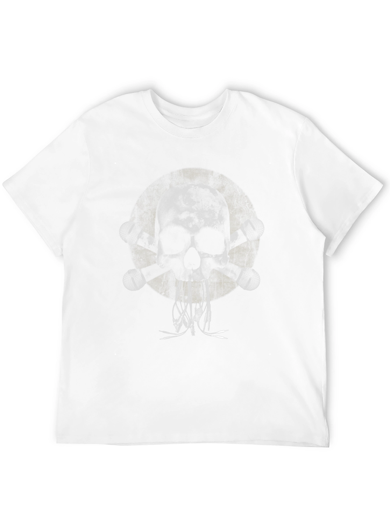 Black Skull & Microphones Graphic Print T-Shirt view 12