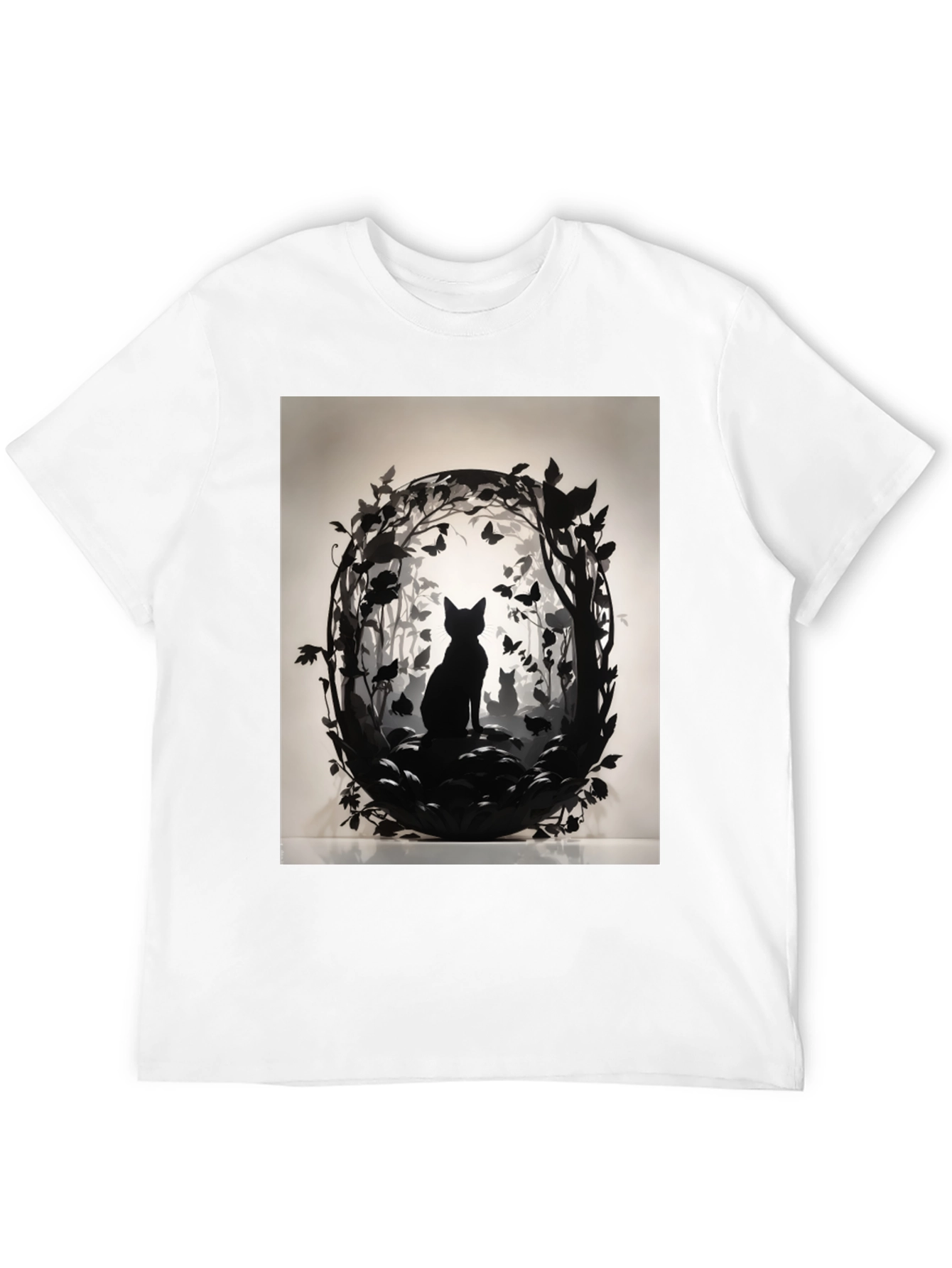 Black Artistic Cat Silhouette Graphic Tee view 12