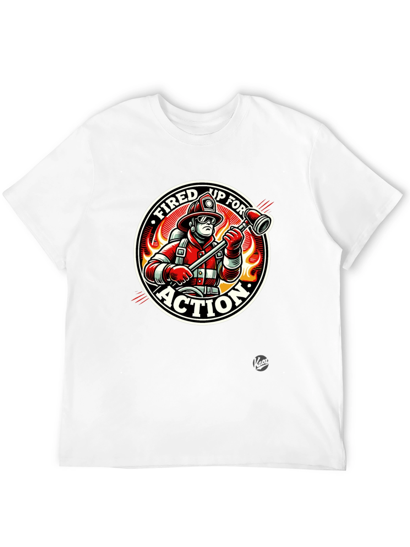 Black Fired Up for Action Firefighter Graphic T-Shirt view 12