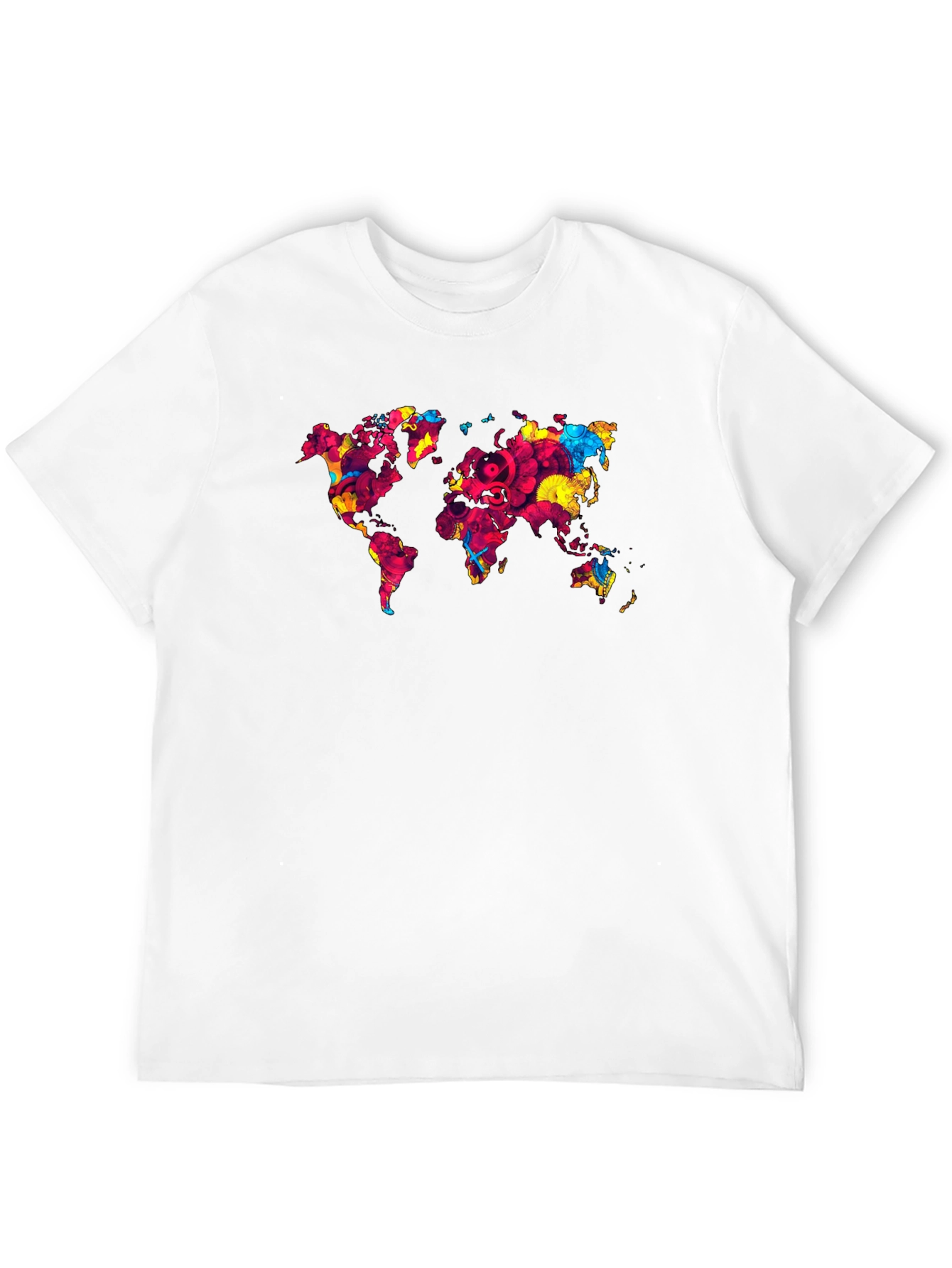 Black World Map Graphic Print Men's Black T-Shirt view 12