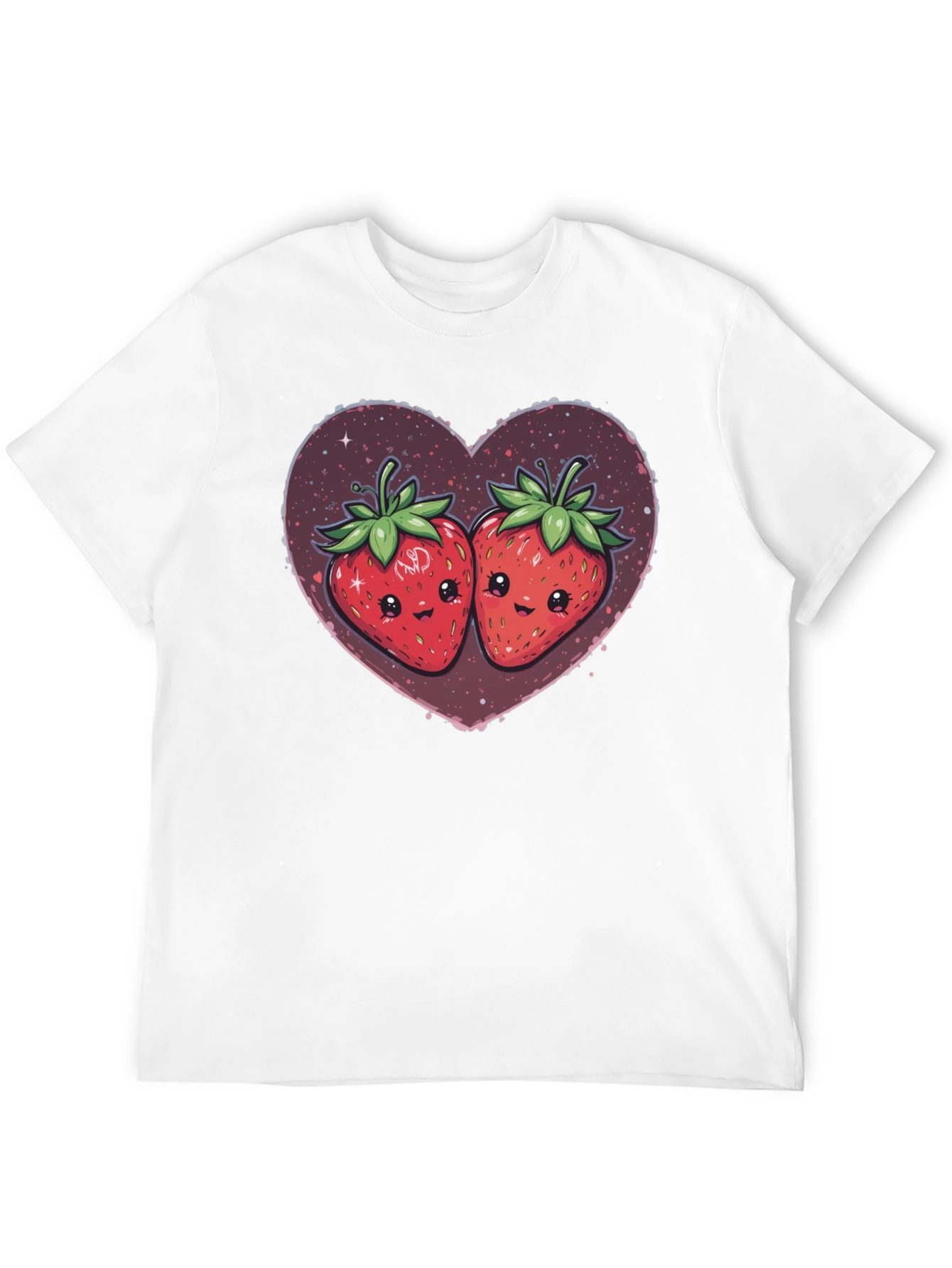 Black Strawberry Heart Kawaii Graphic Tee view 12
