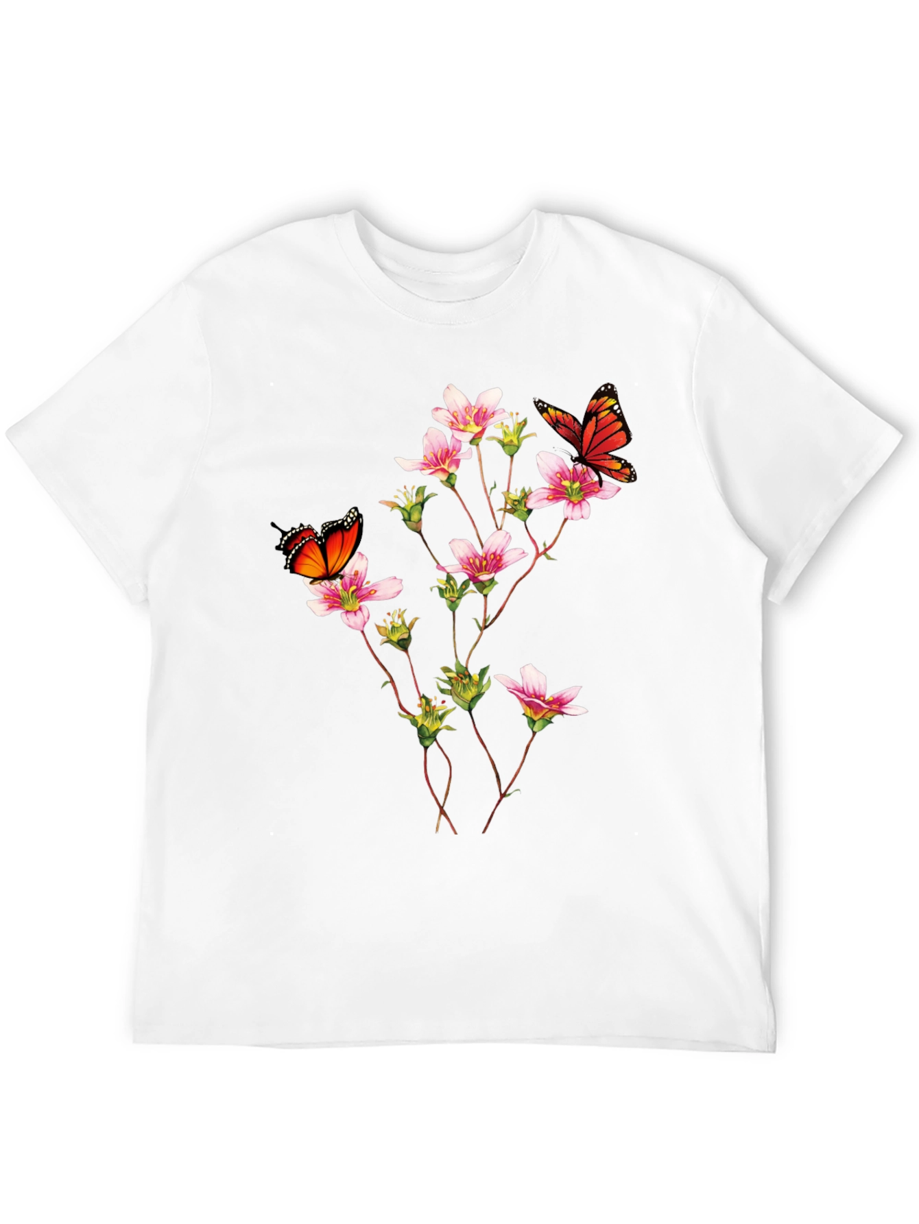Black Butterfly & Floral Print Black T-Shirt view 12