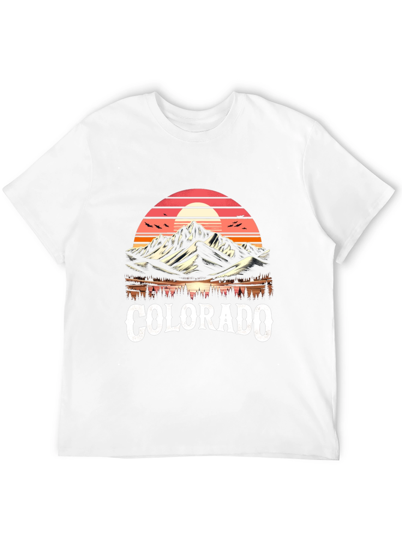 Black Colorado Mountains Retro Graphic T-Shirt view 12