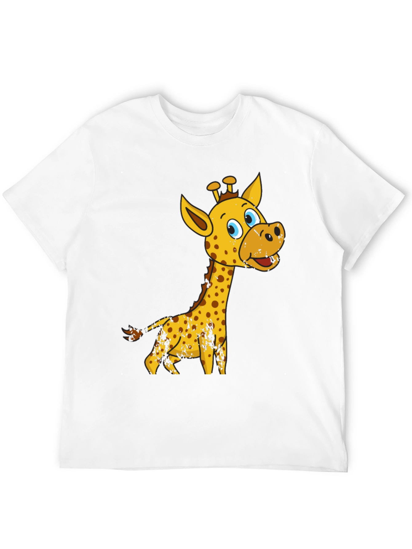 Black Giraffe Cartoon Graphic Tee - Black Cotton Shirt view 12