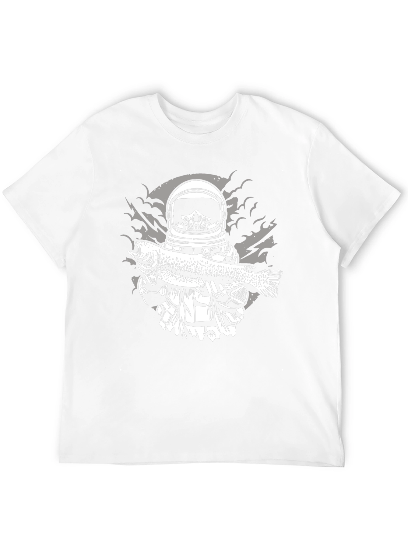 Black Astronaut Skeleton Fish Graphic Tee - Black view 12