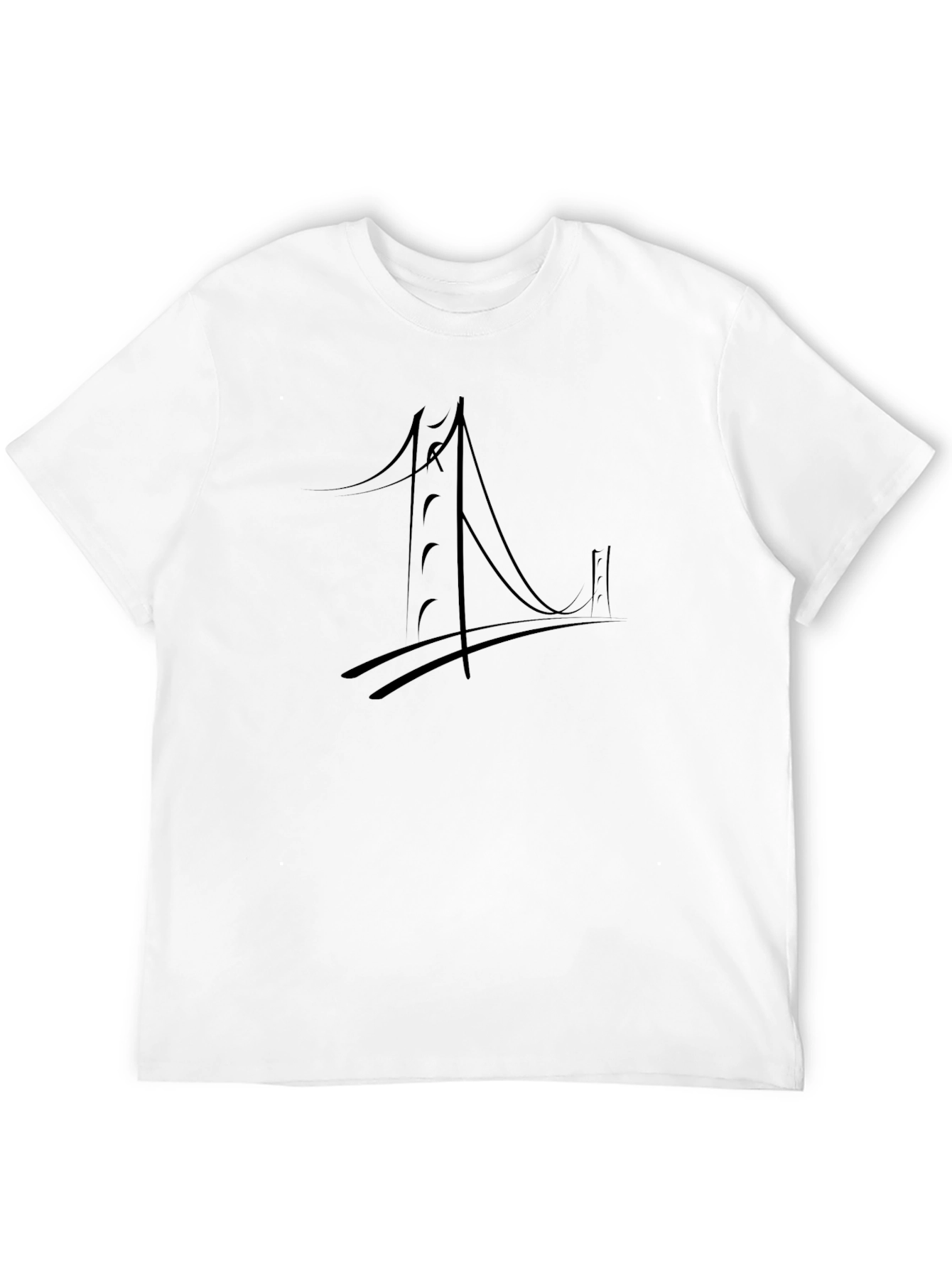 Black Golden Gate Bridge Men's Black T-Shirt view 12
