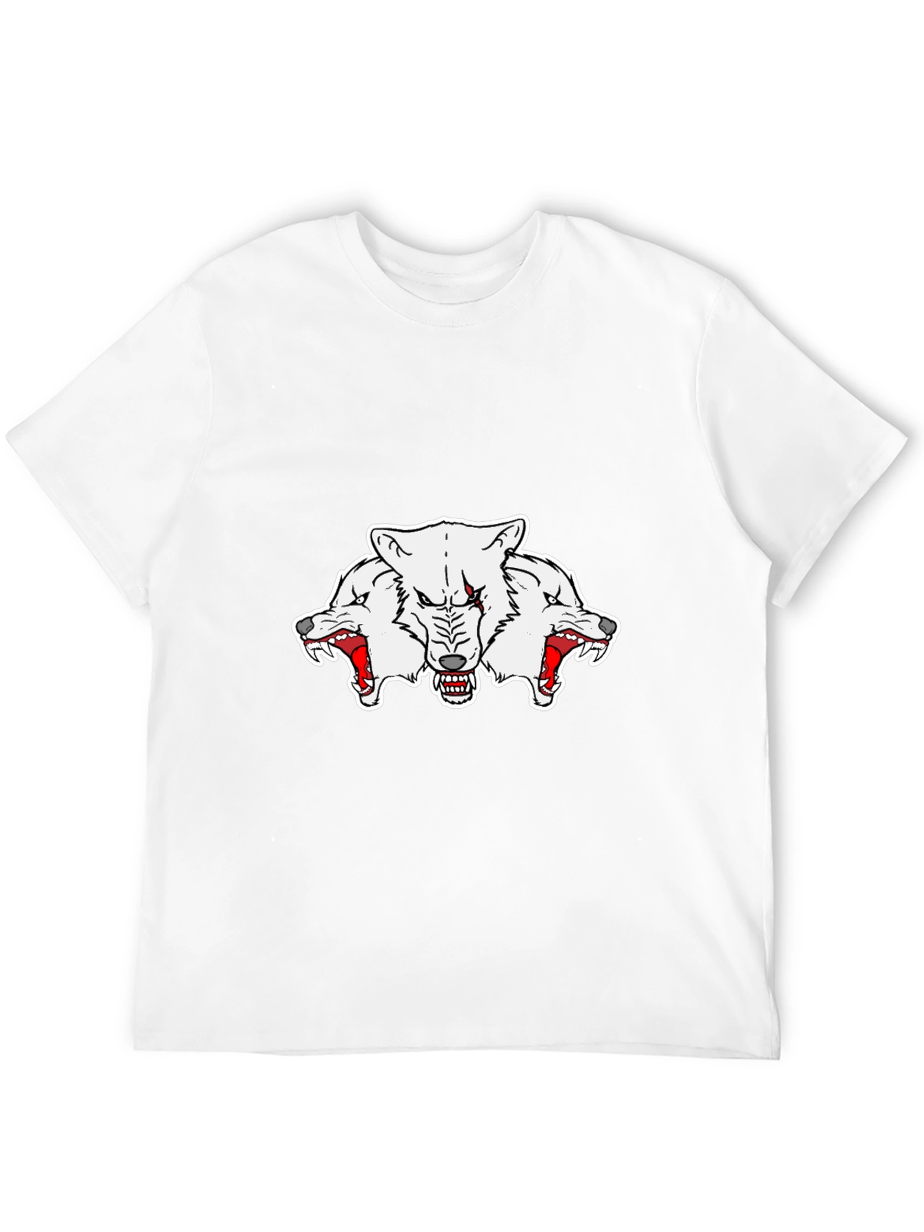 Black Three-Headed Wolf Graphic Tee - Black view 12