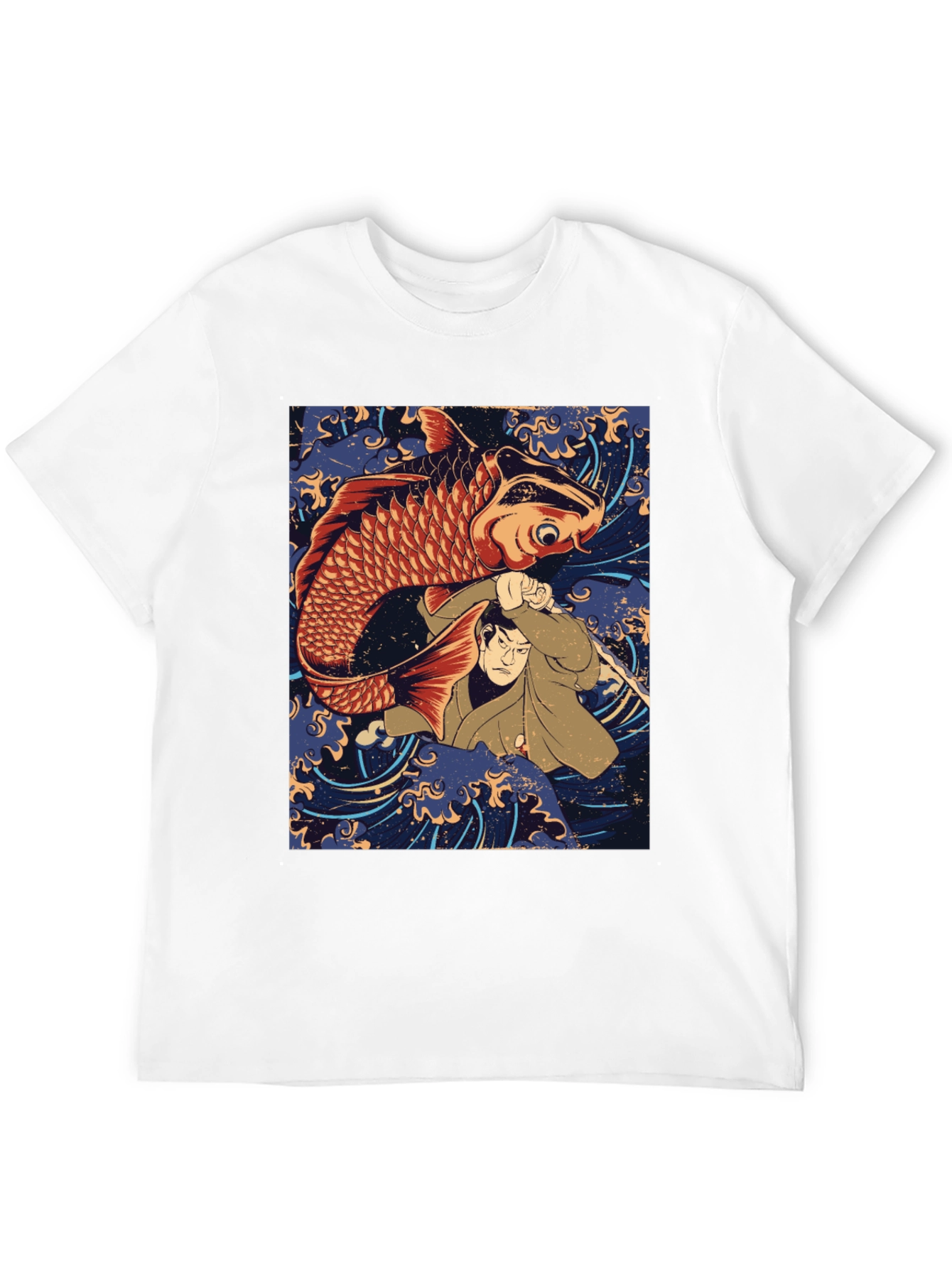 Black Koi Fish & Samurai T-Shirt - Graphic Tee view 12