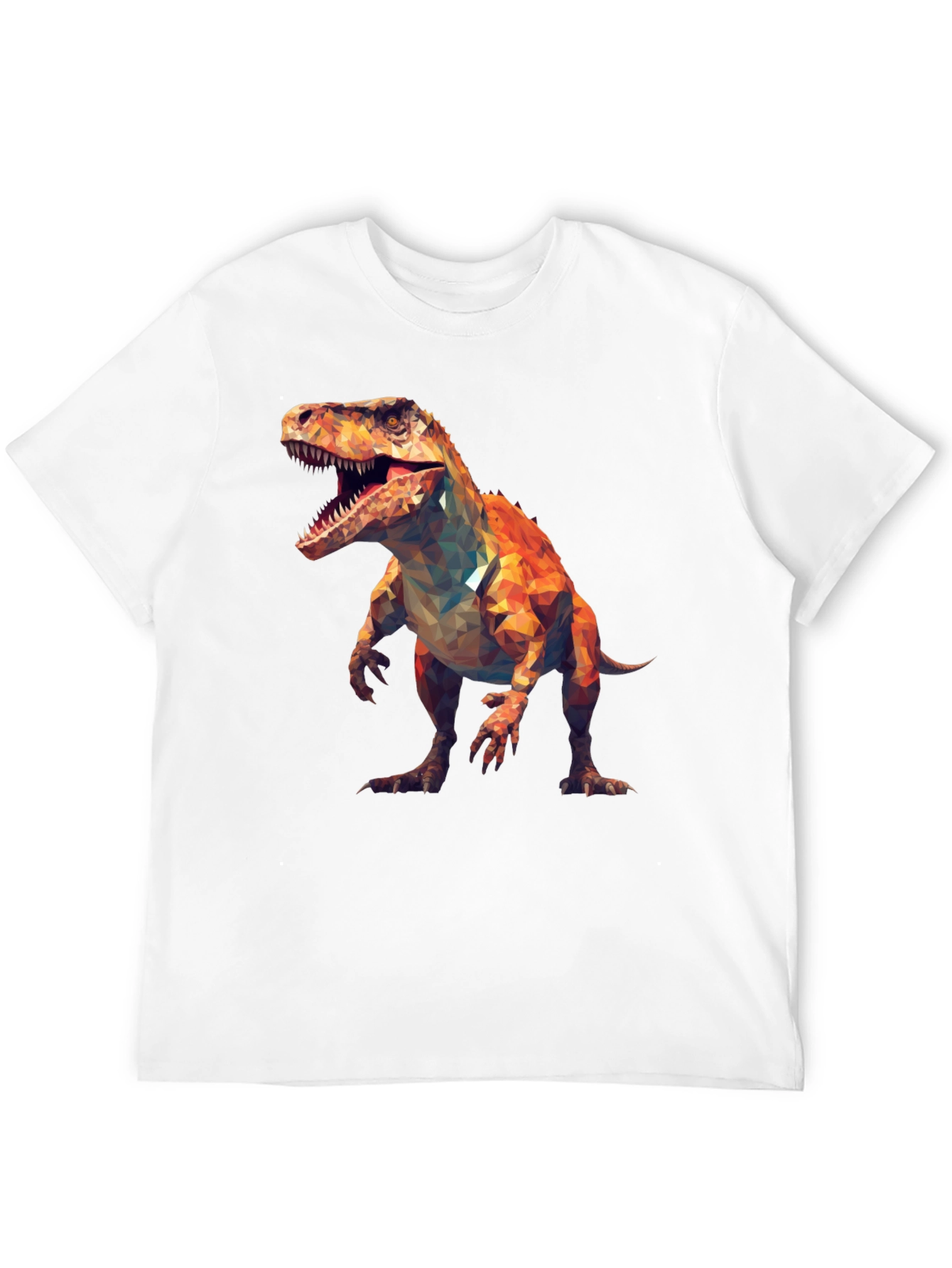 Black Geometric Dinosaur T-Shirt - Black Cotton Tee view 12
