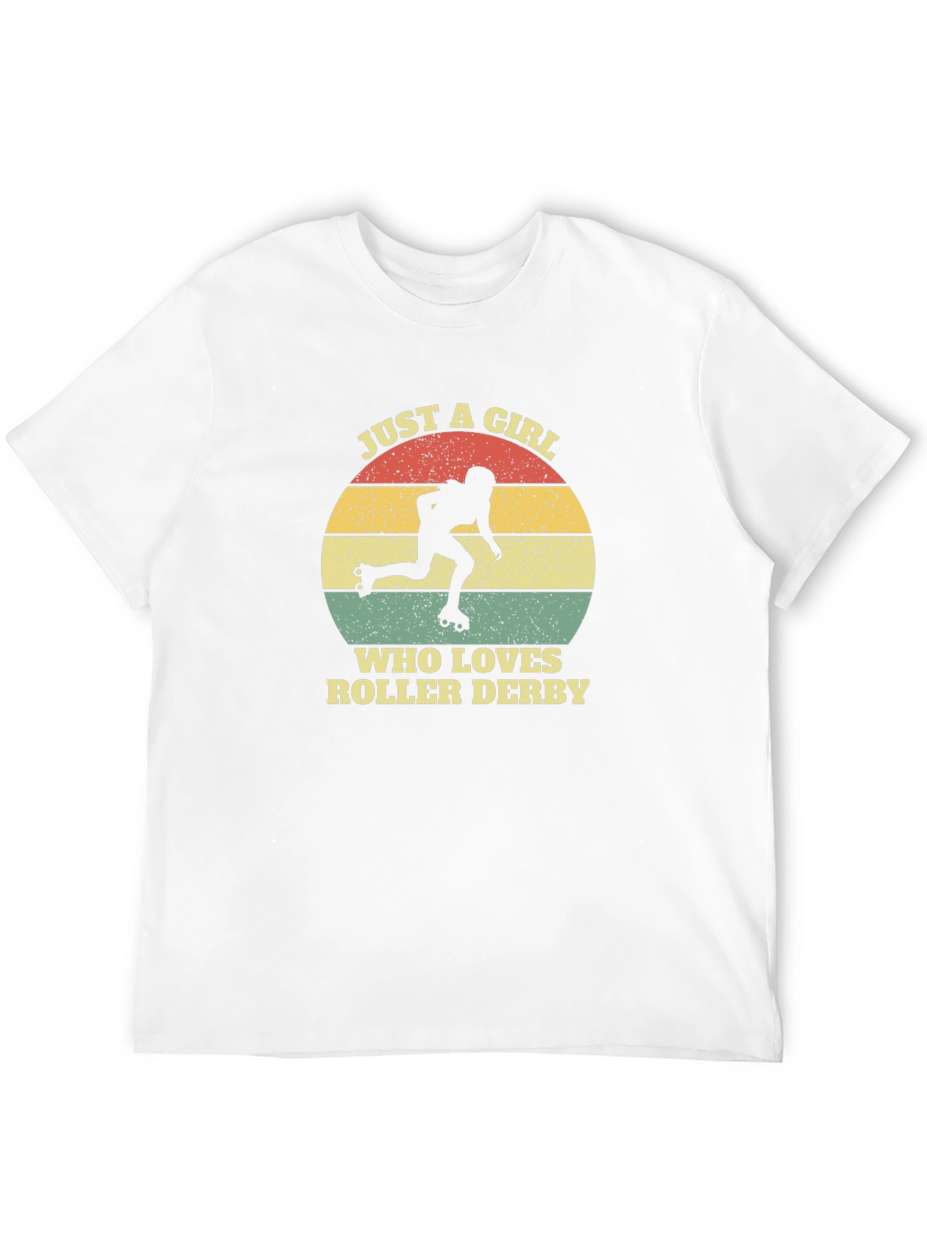 Black Roller Derby Girl T-Shirt Vintage Sunset Design view 12