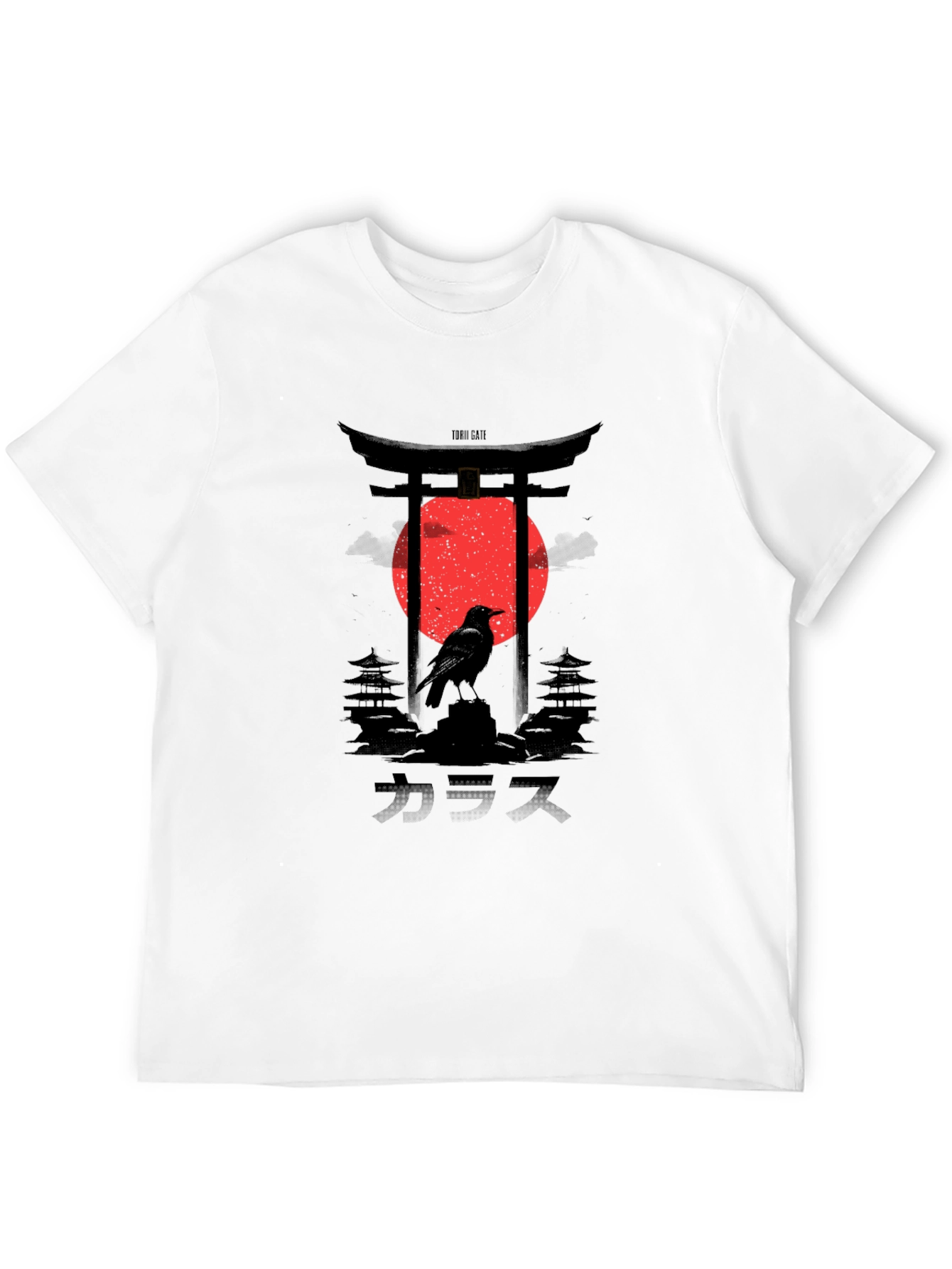Japanese Crow Graphic Tee - Black - 12
