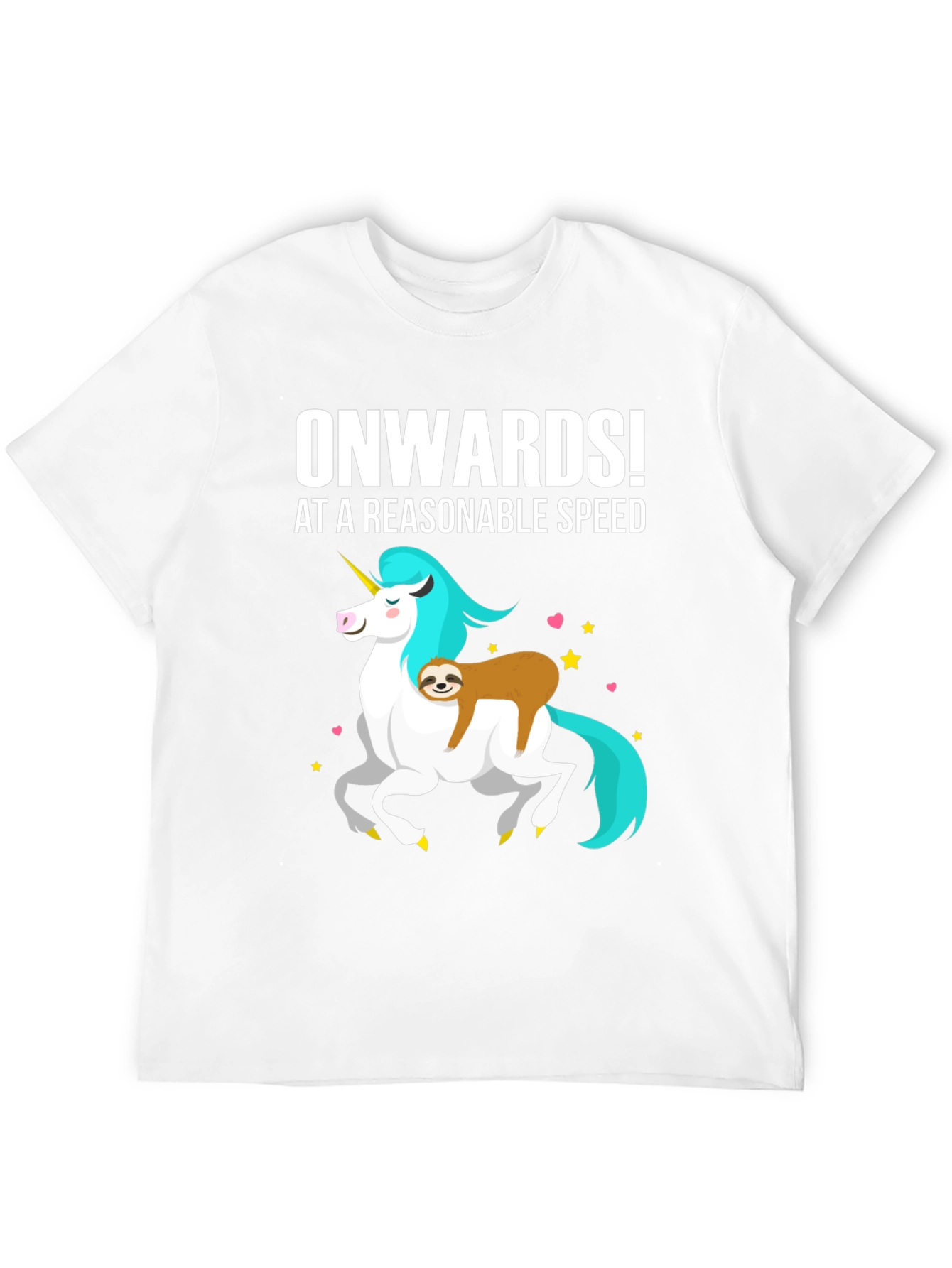 Black Onwards! Sloth Riding Unicorn Graphic Tee view 12
