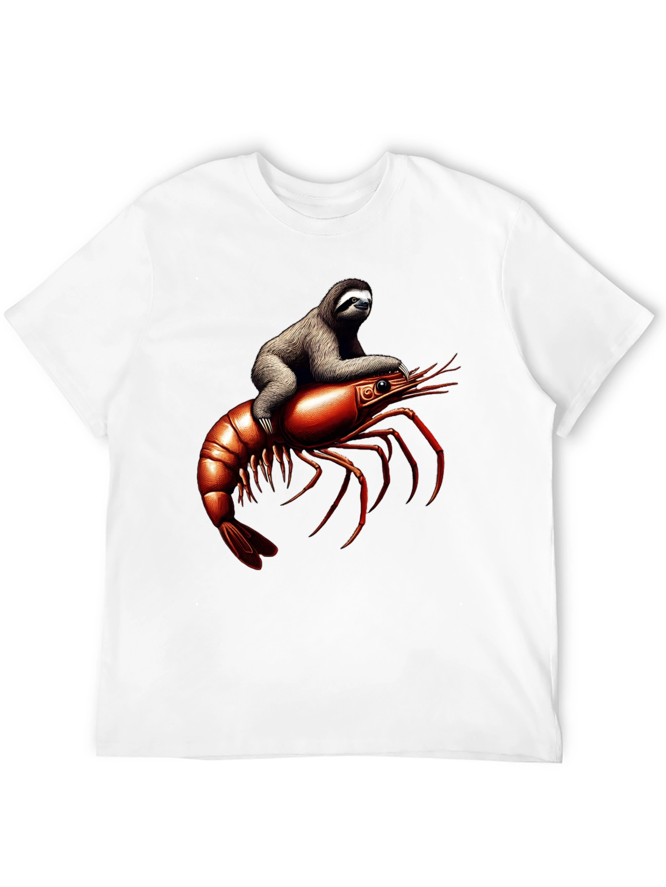 Black Sloth Riding Shrimp T-Shirt view 12