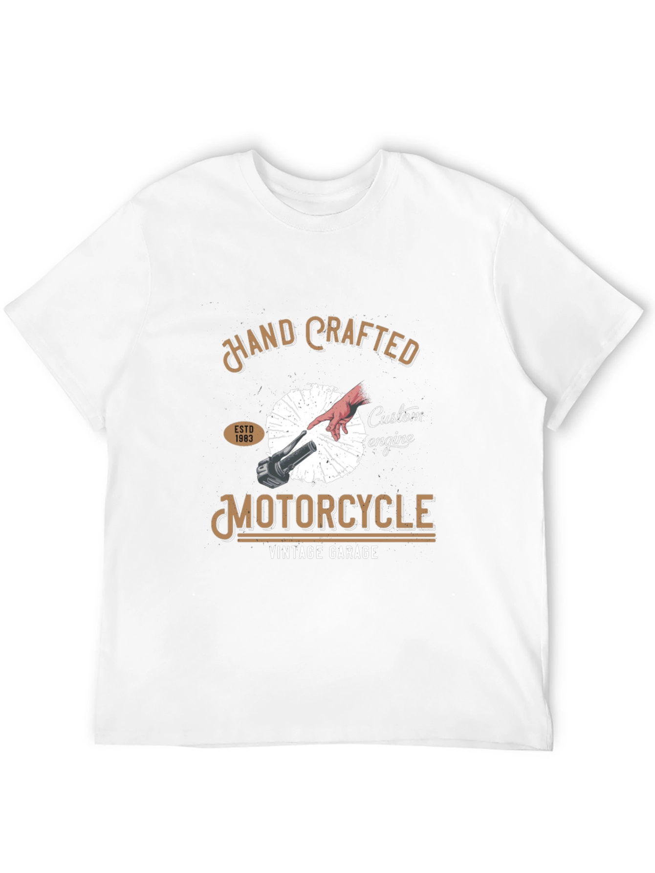 Black Hand Crafted Motorcycle Vintage Garage Tee view 12