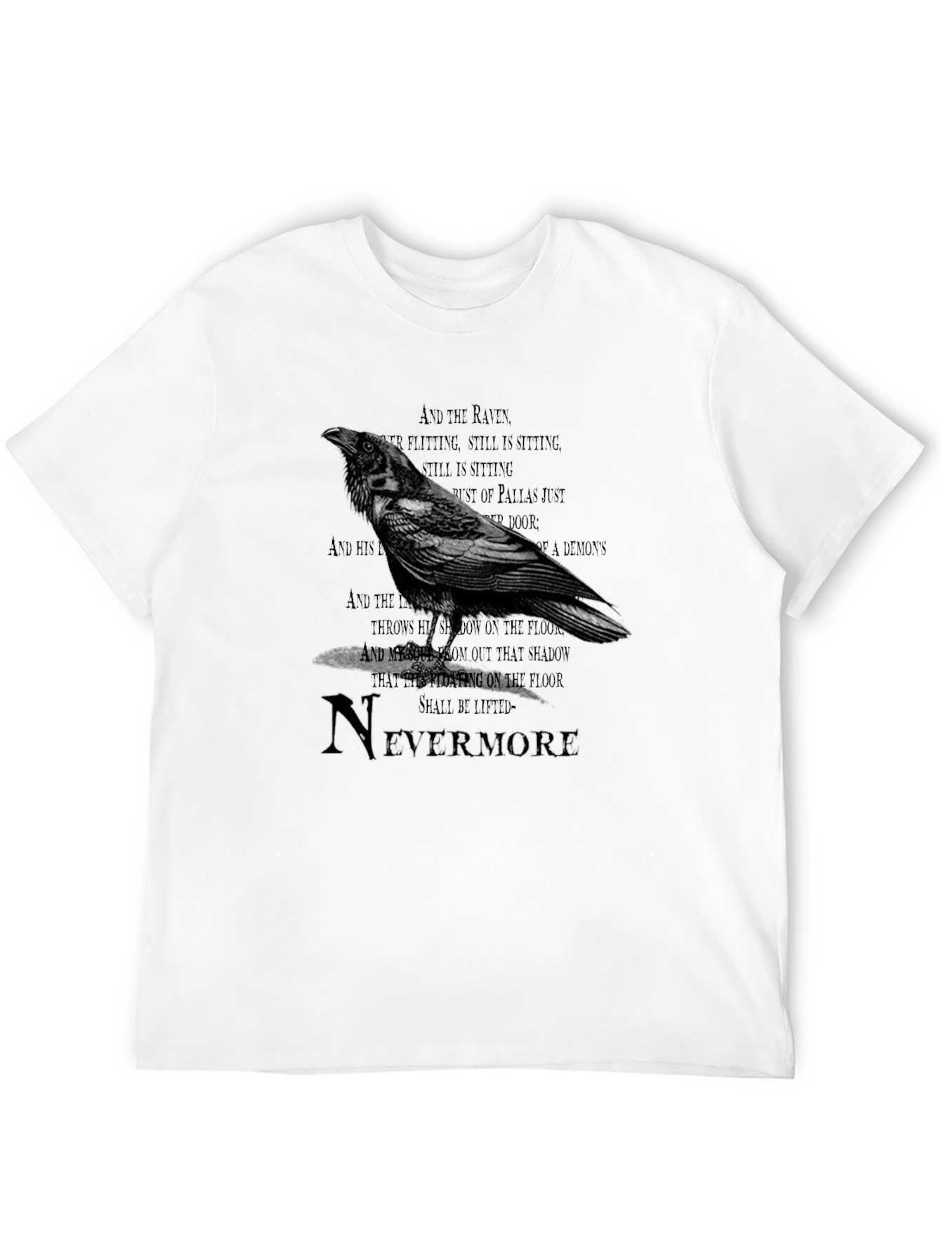 Black Raven Nevermore Graphic T-Shirt - Edgar Allan Poe Inspired view 12