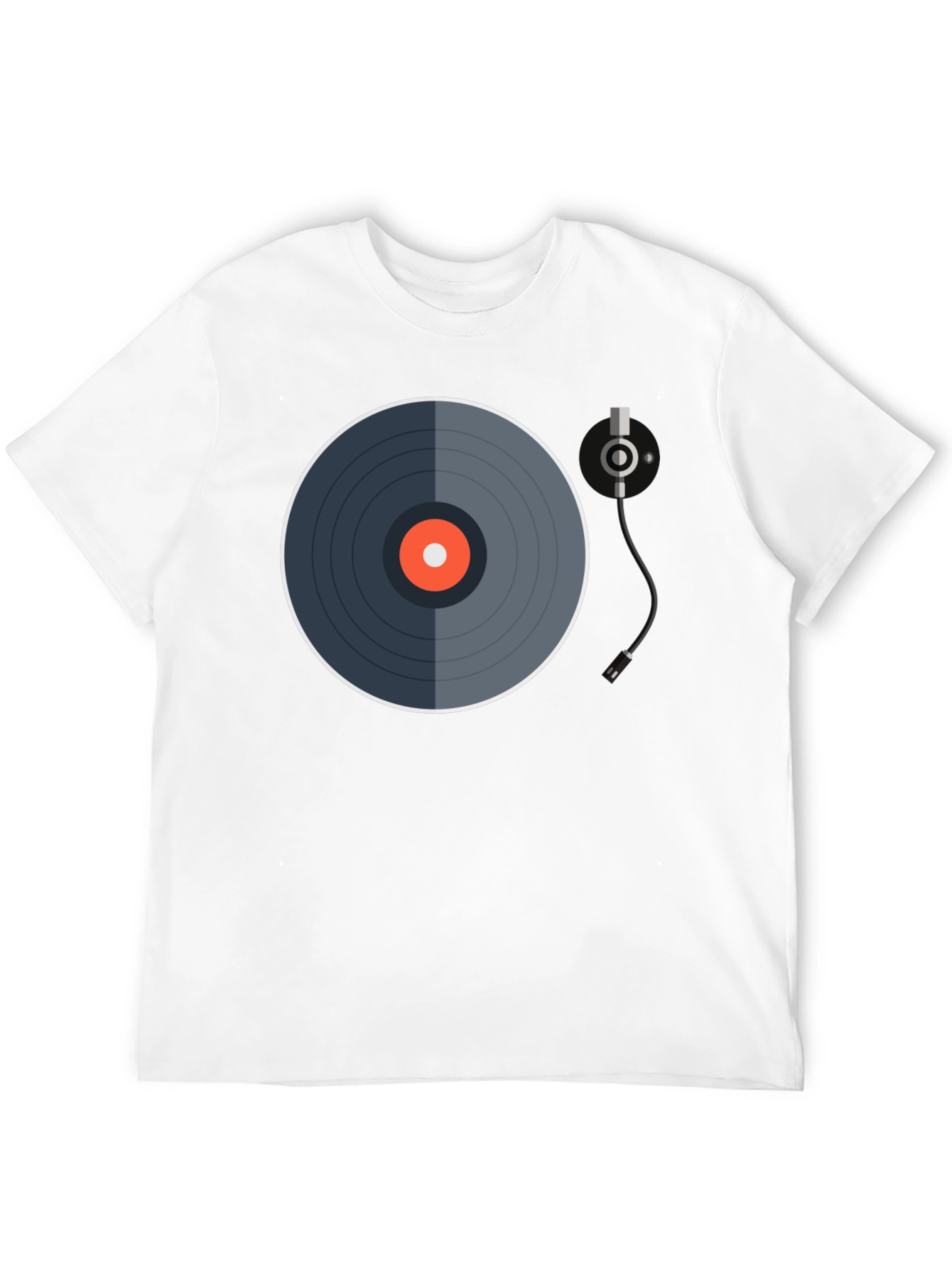 Black Retro Vinyl Record Graphic Tee - Black Cotton Blend view 12