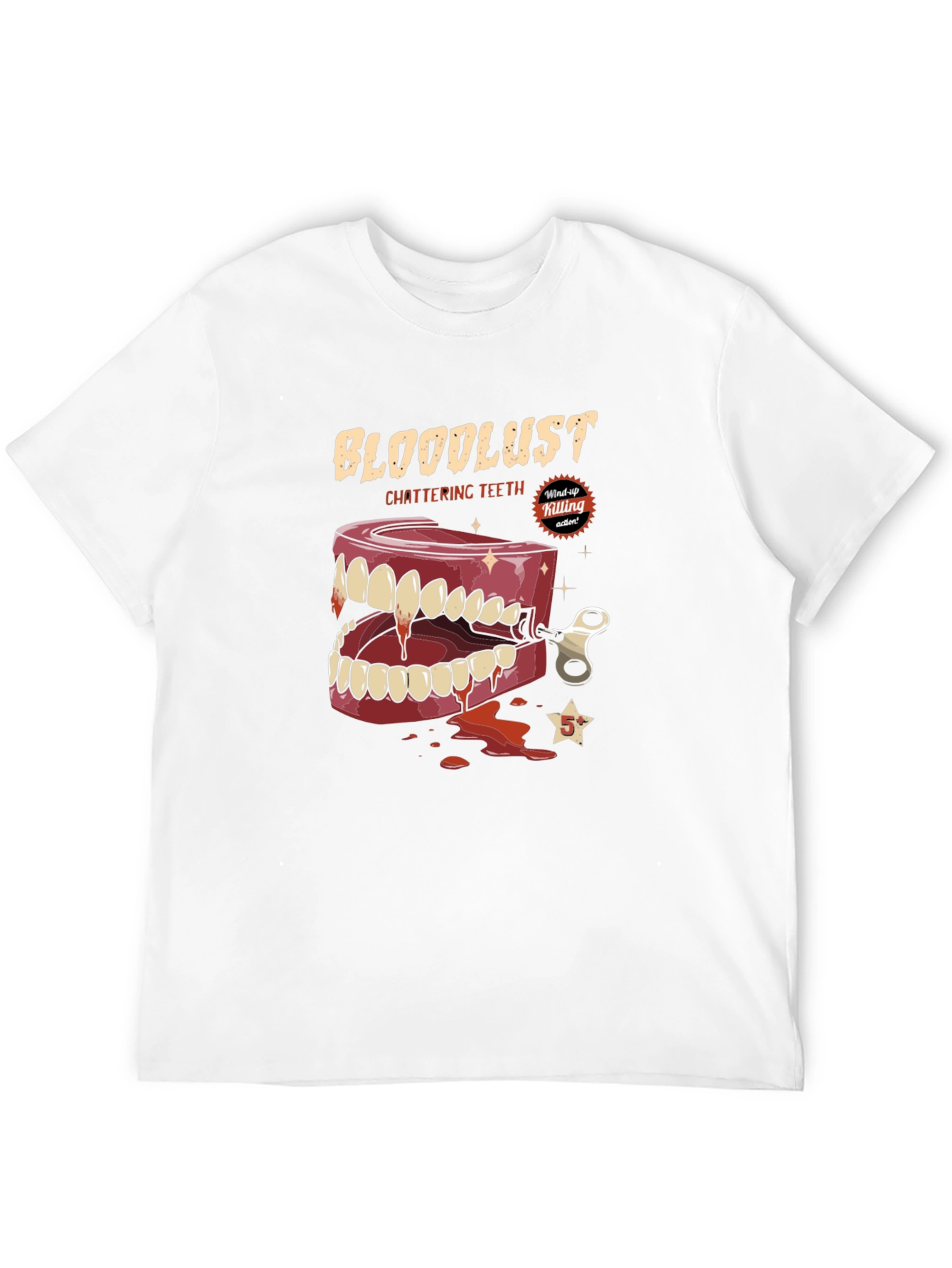 Black Bloodlust Chattering Teeth Graphic Tee - Horror T-Shirt view 12