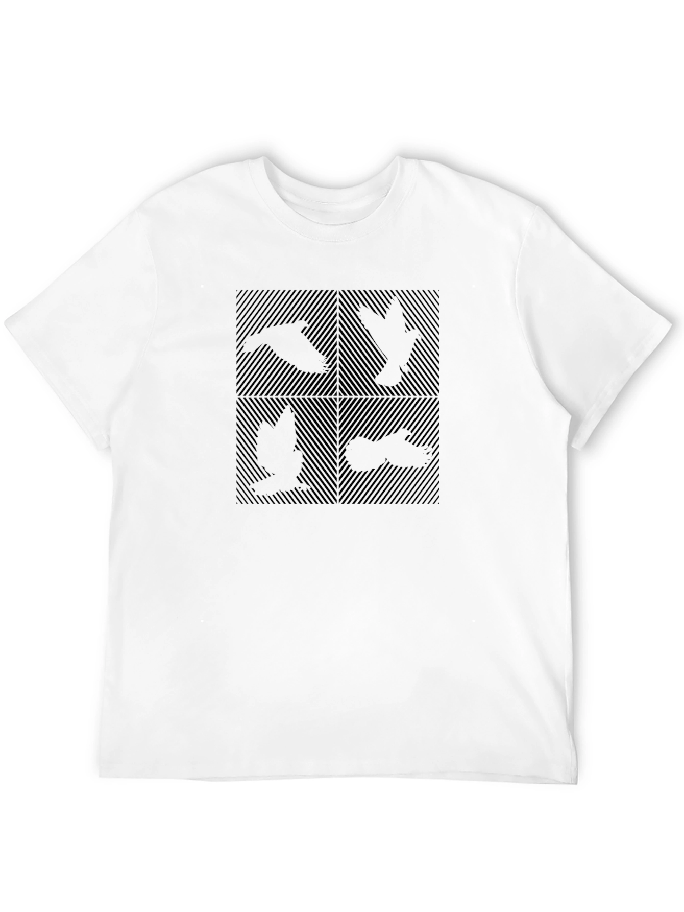 Black Abstract Bird Silhouette Graphic Black T-Shirt view 12