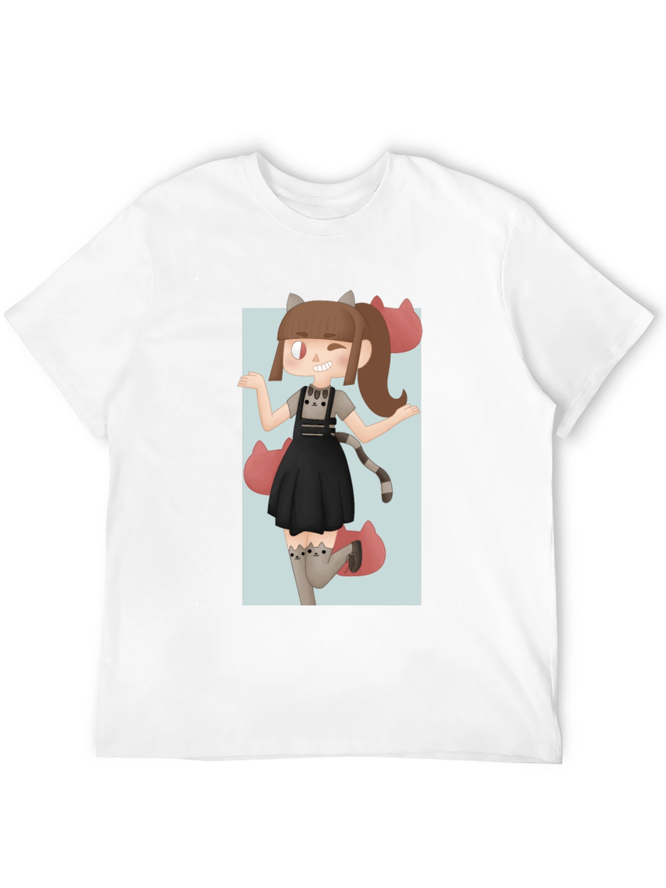 Black Anime Girl Graphic Tee - Black Unisex T-Shirt view 12