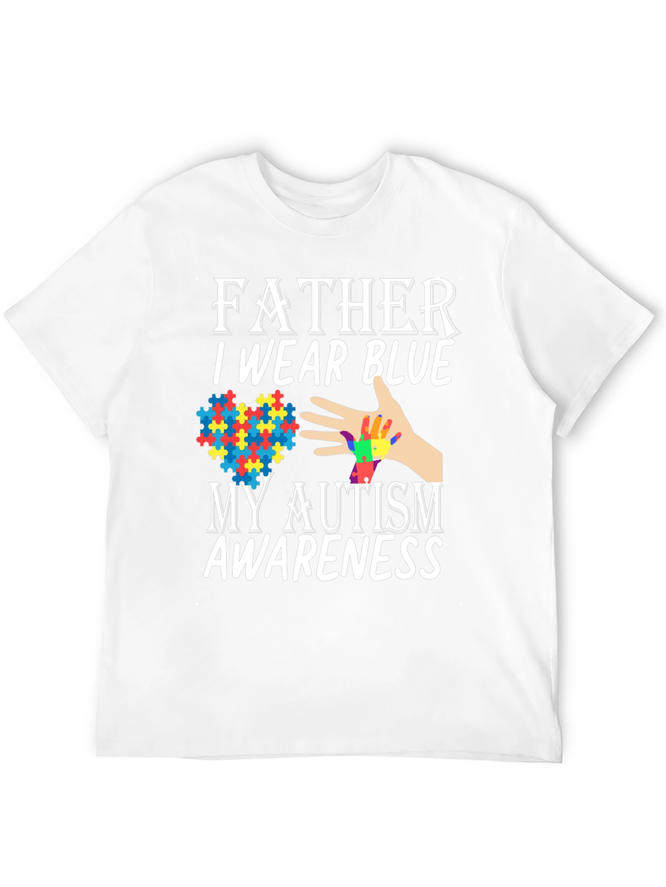 Black Father Autism Awareness Blue T-Shirt view 12