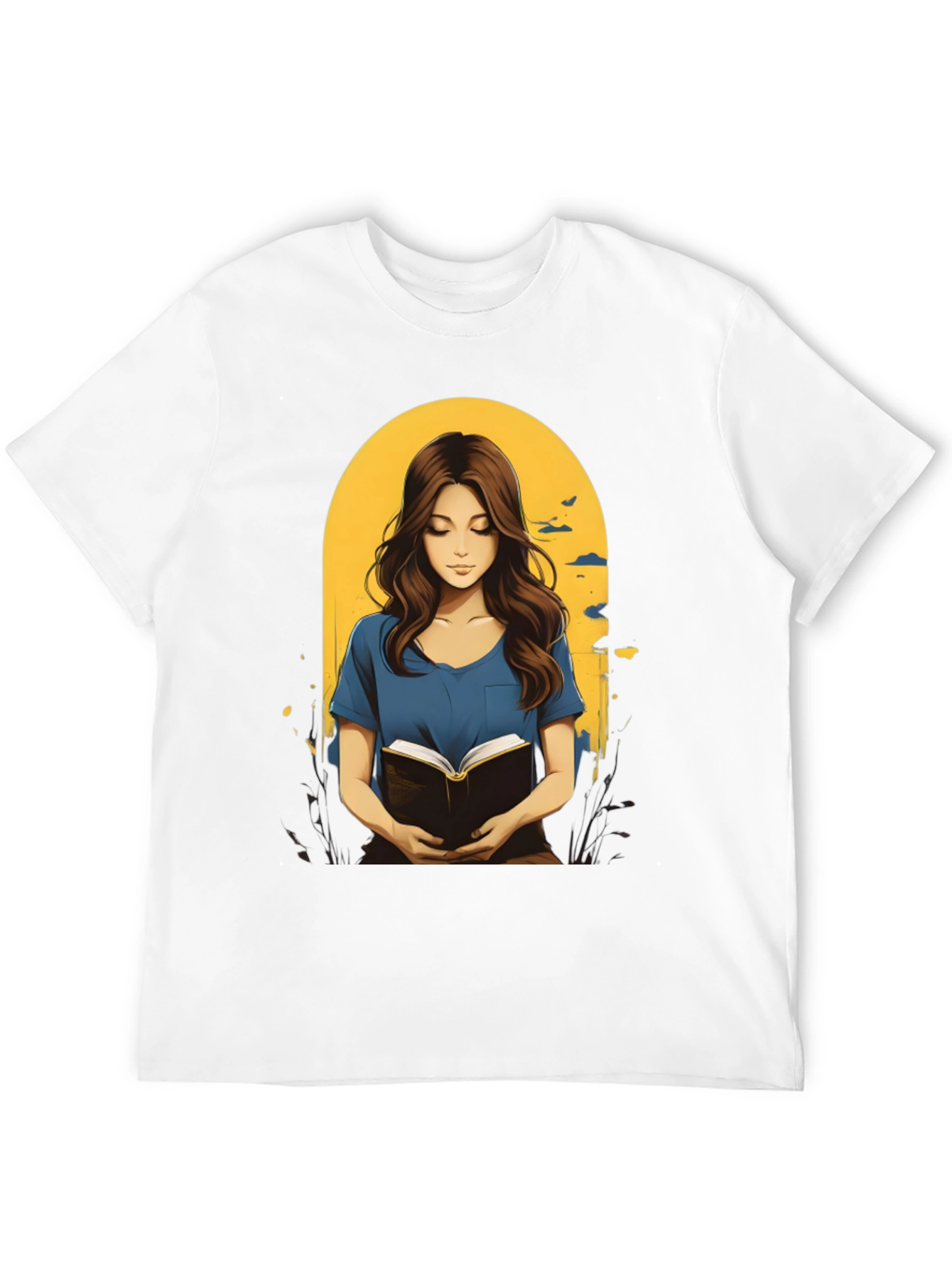 Black Woman Reading Book Graphic Tee - Stylish Casual Top view 12