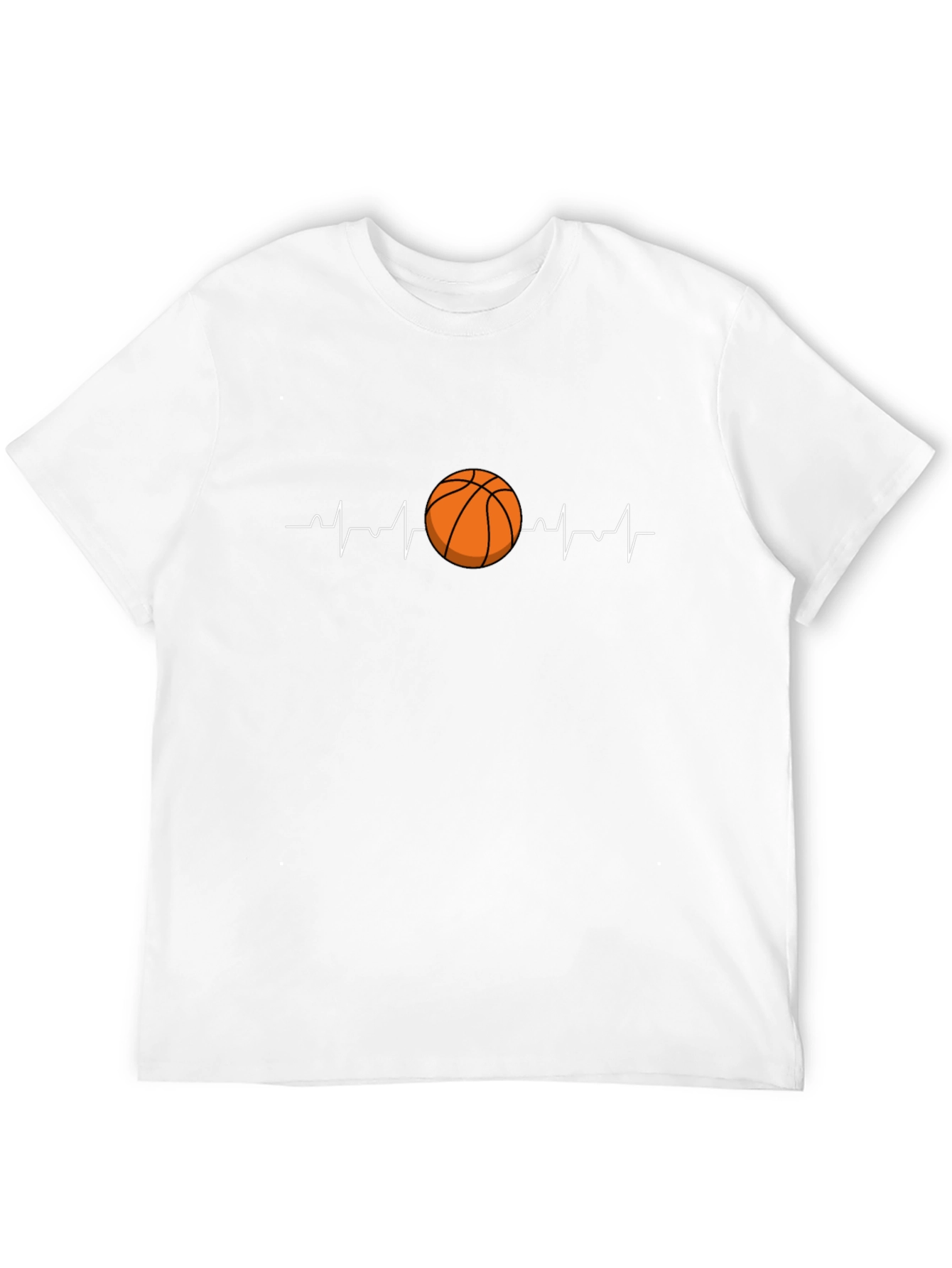 Black Basketball Heartbeat T-Shirt - Black Cotton Tee view 12