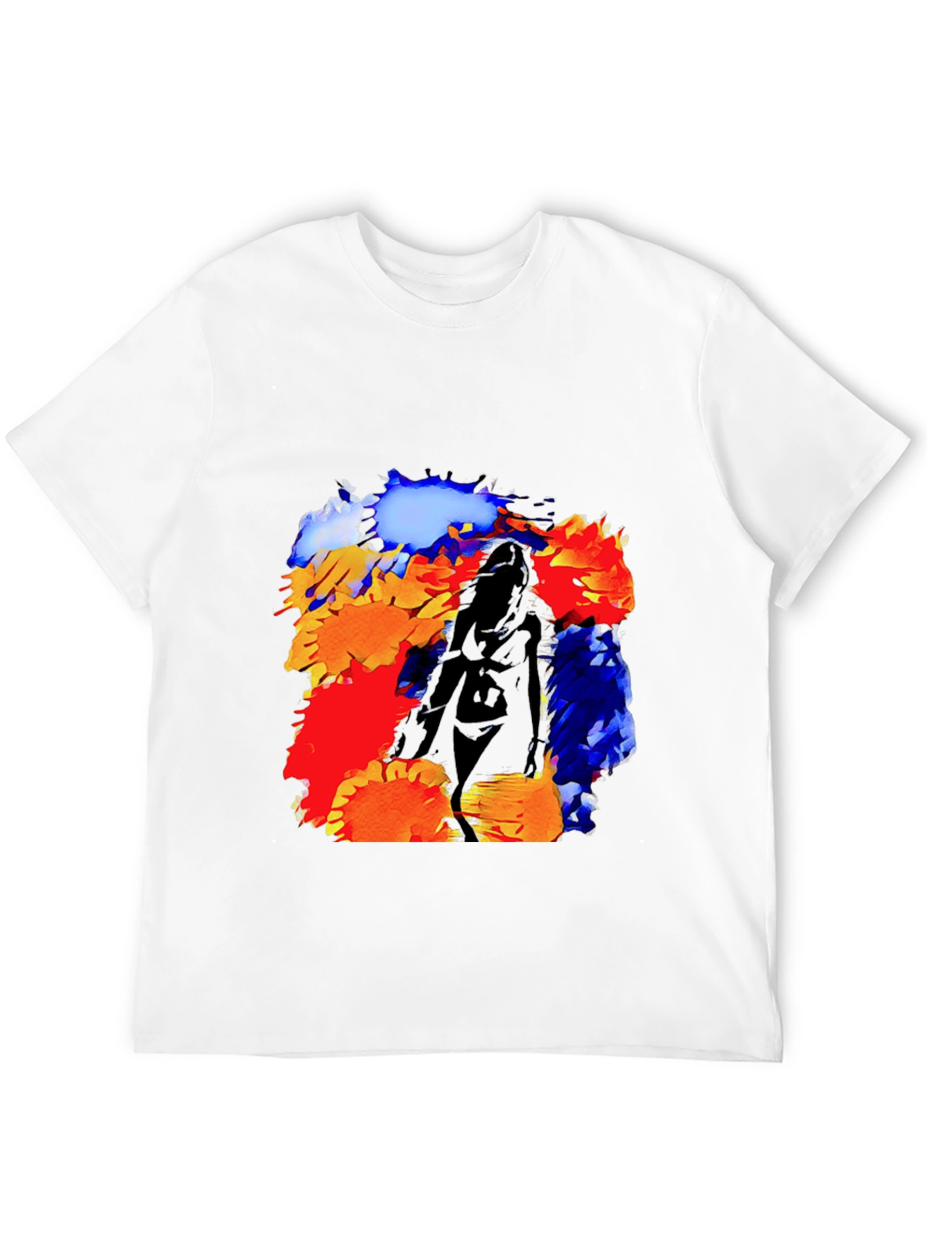 Black Abstract Flower Art T-Shirt view 12