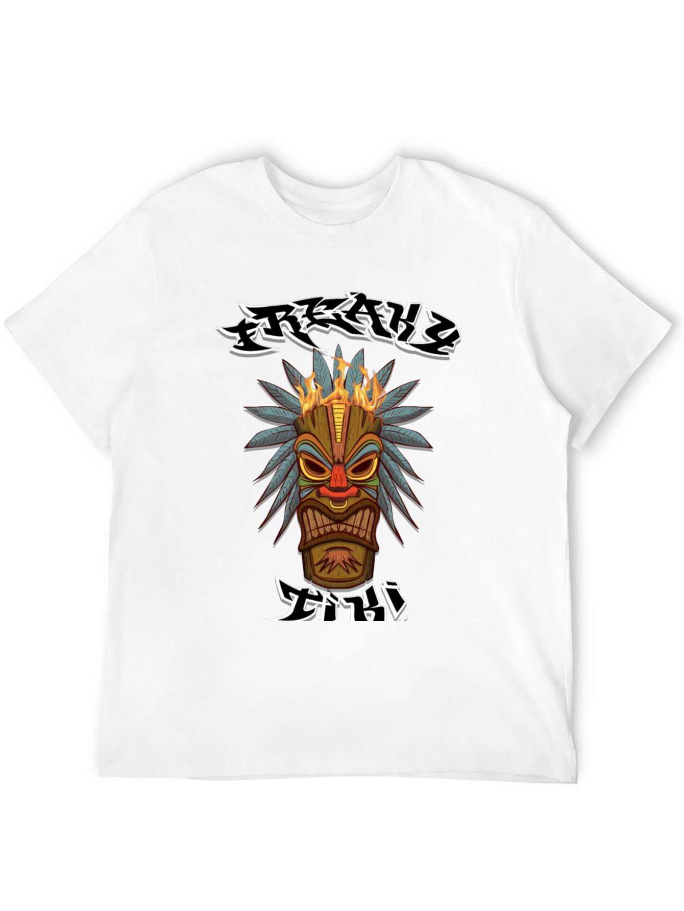 Black Tribal Tiki Head Graphic T-Shirt view 12