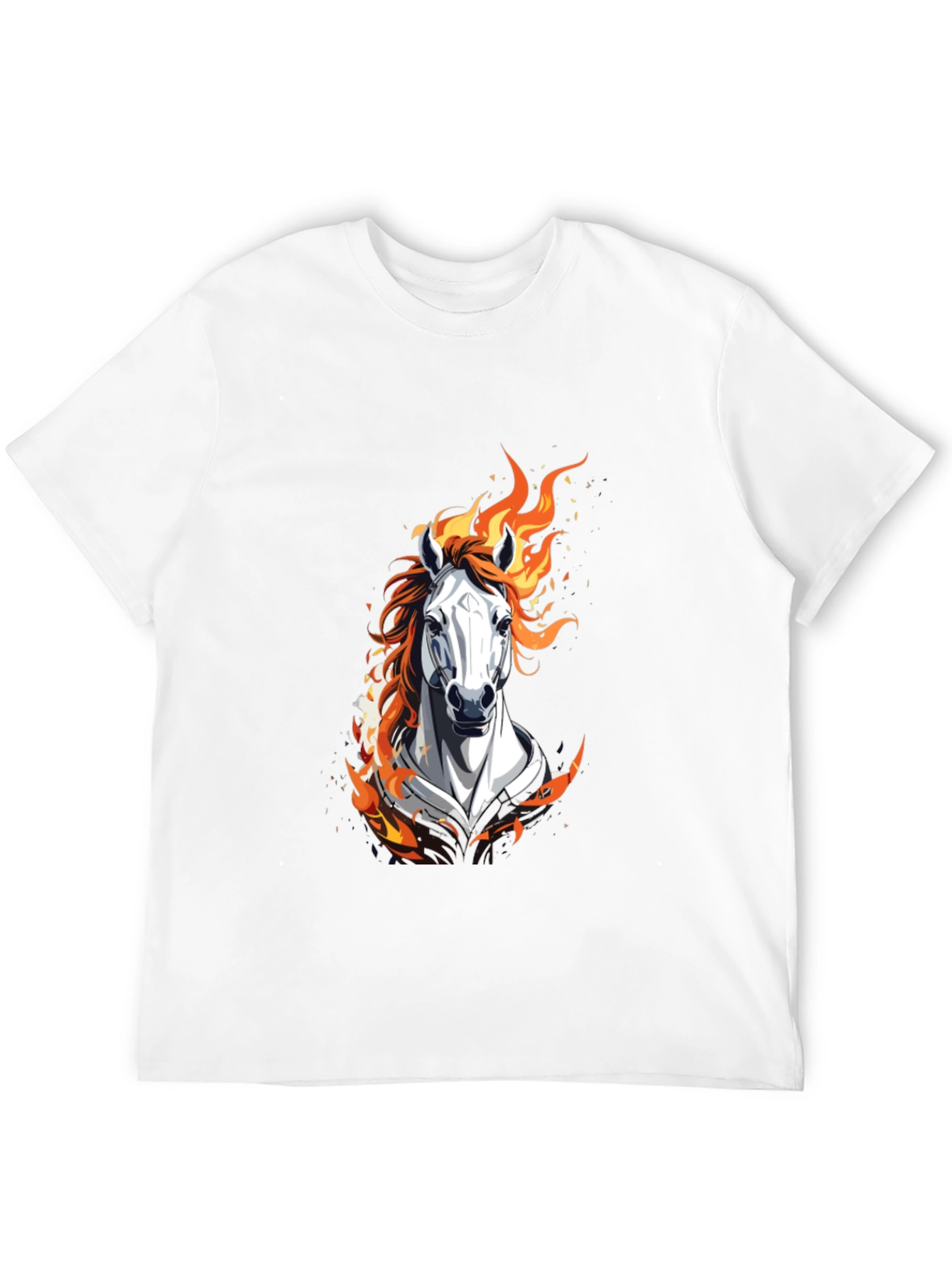 Black Fiery Horse Graphic Black T-Shirt view 12