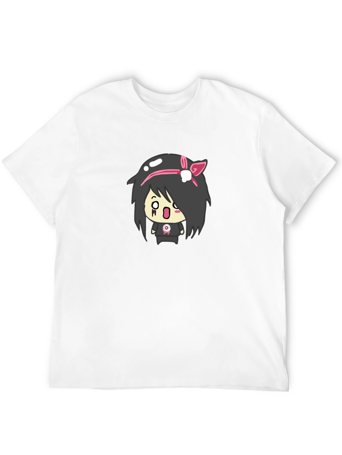 Black Emo Girl Graphic Black T-Shirt view 12