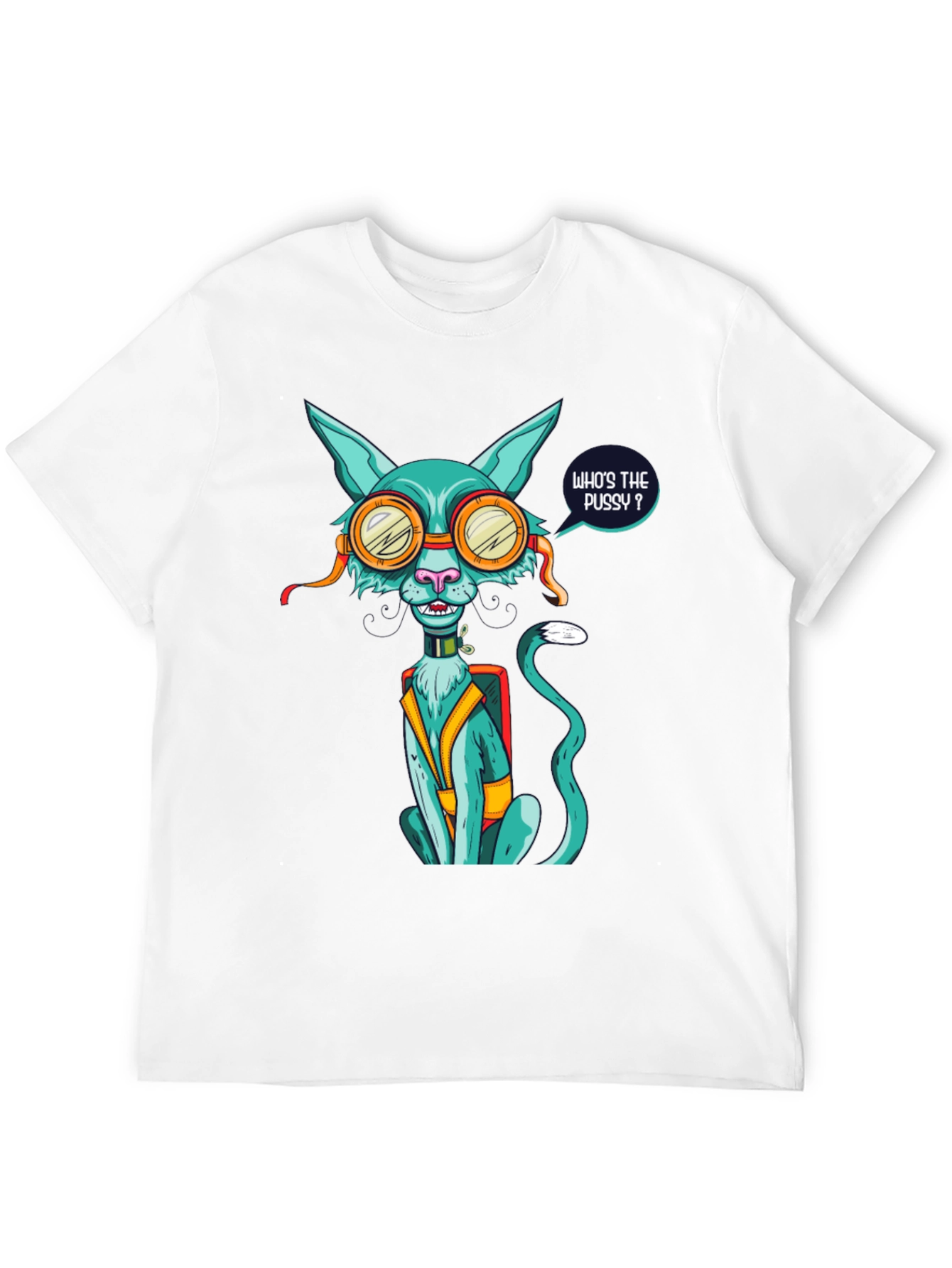 Black Who's the Pussy? Cat Graphic T-Shirt view 12