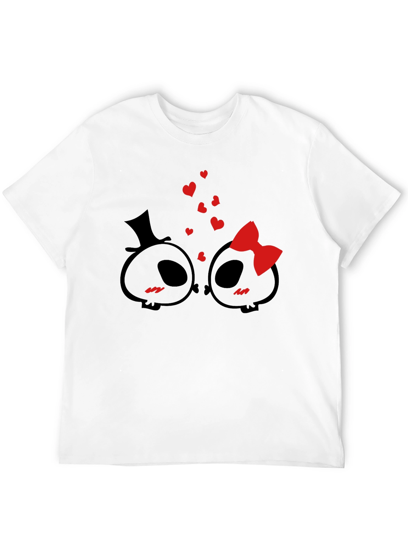 Black Cute Skull Couple Valentine's Day T-Shirt view 12