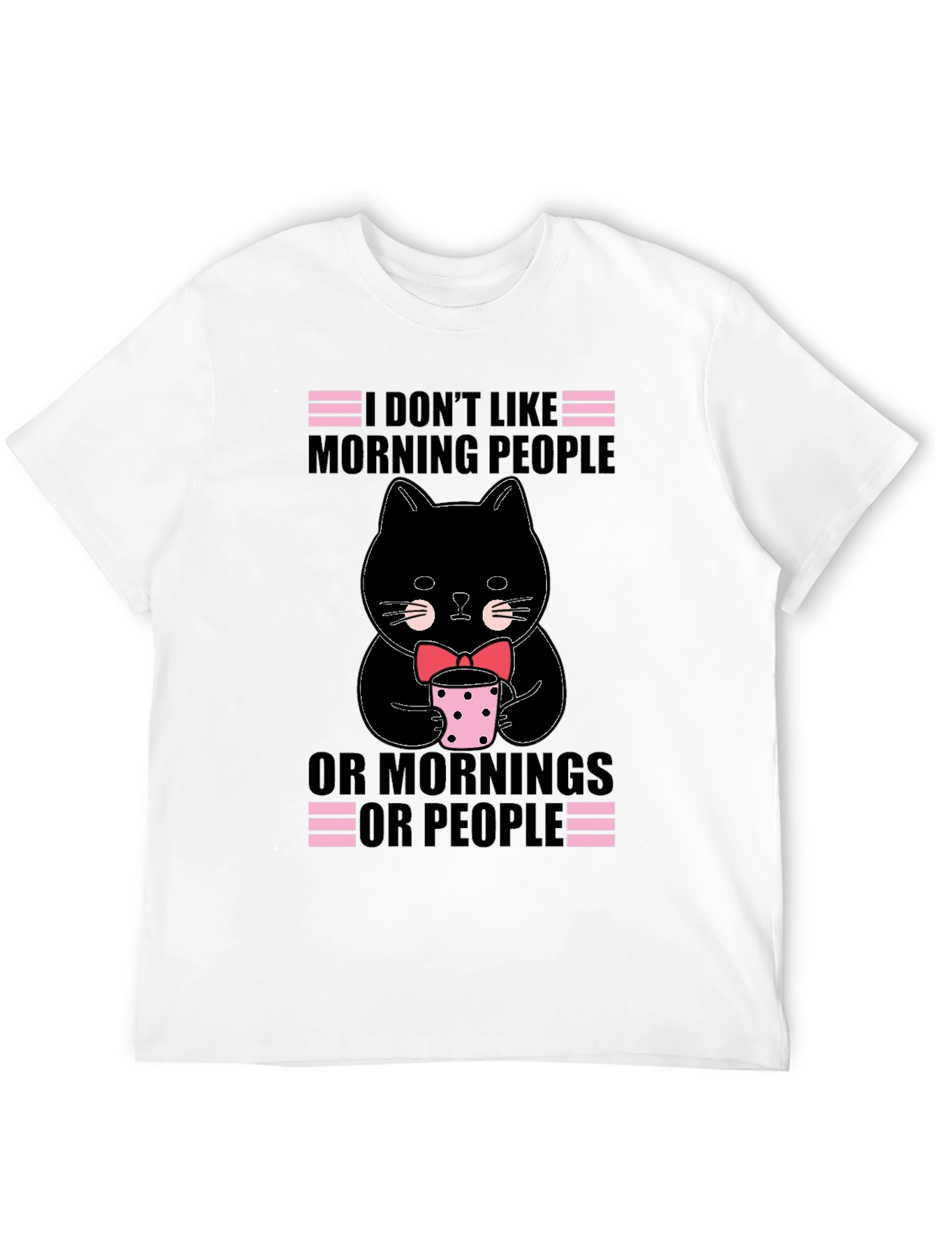 Black Funny Cat T-Shirt - I Don't Like Morning People view 12