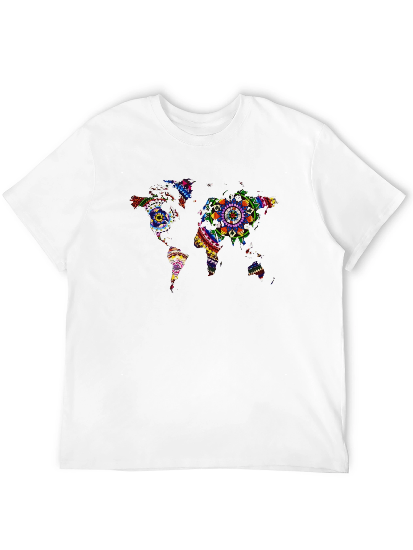 Black World Map Mandala Graphic T-Shirt view 12