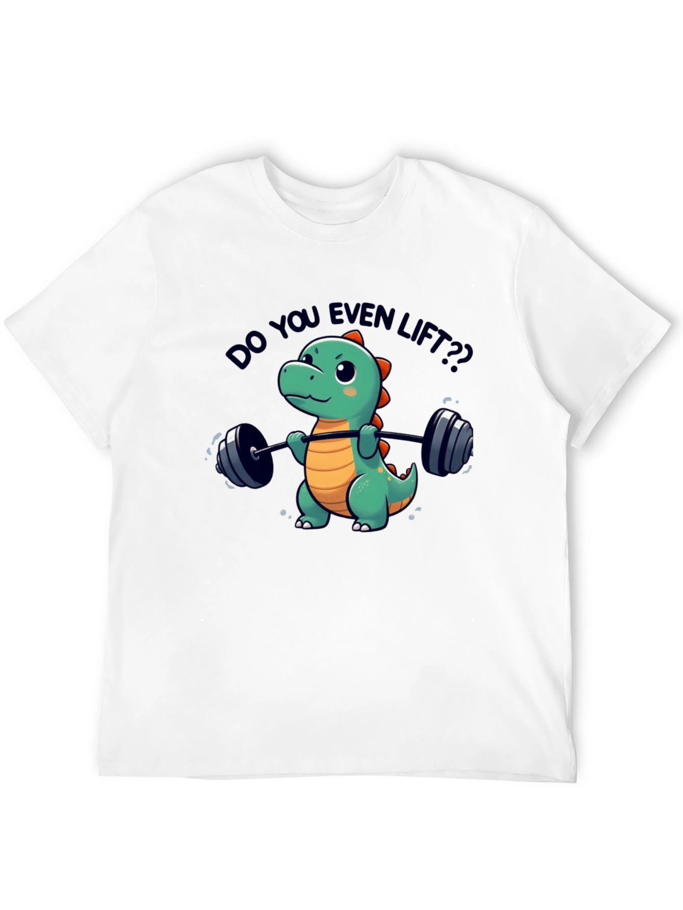 Black Funny Dinosaur Lifting Weights T-Shirt view 12