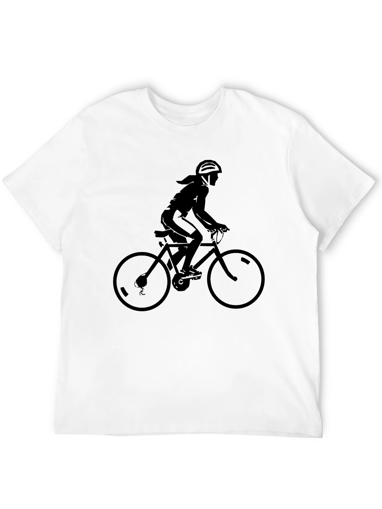 Black Cyclist Silhouette T-Shirt - Black Graphic Tee view 12