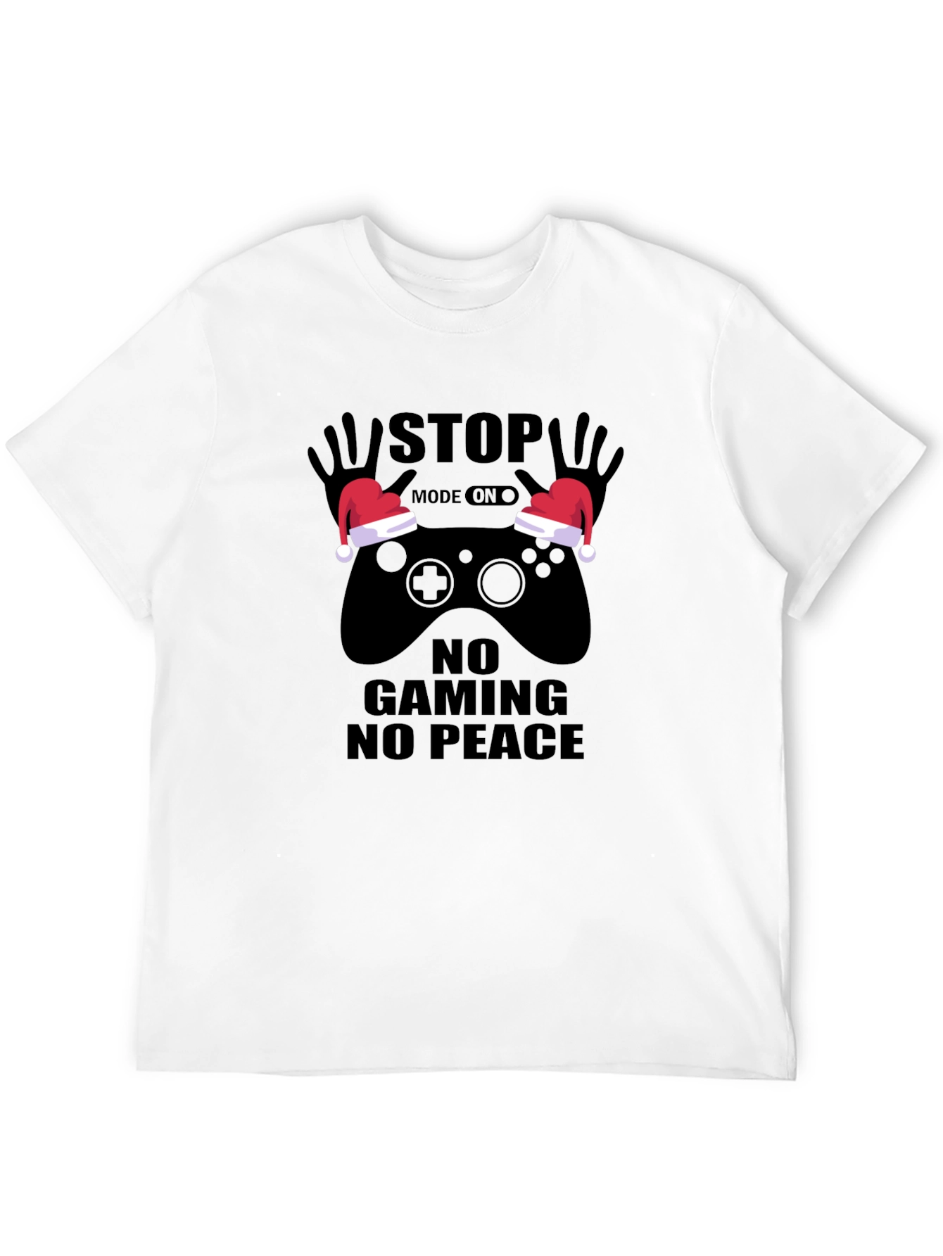 Black Funny Gamer Christmas T-Shirt - Stop Gaming No Peace view 12