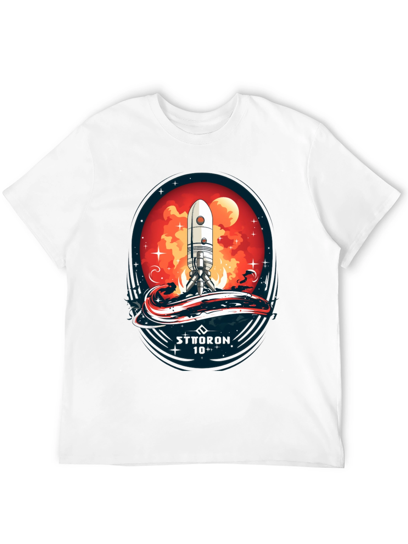 Black Sci-Fi Rocket Launch T-Shirt - Sttoron 10+ view 12