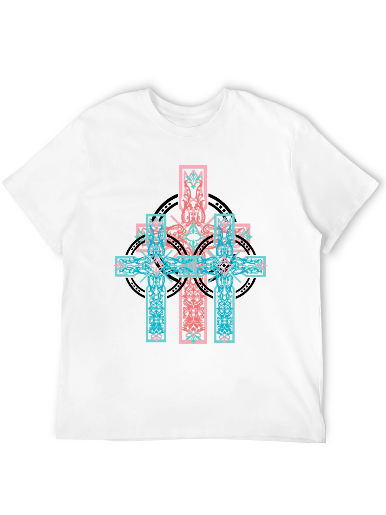 Black Celtic Cross Graphic Print Black T-Shirt view 12