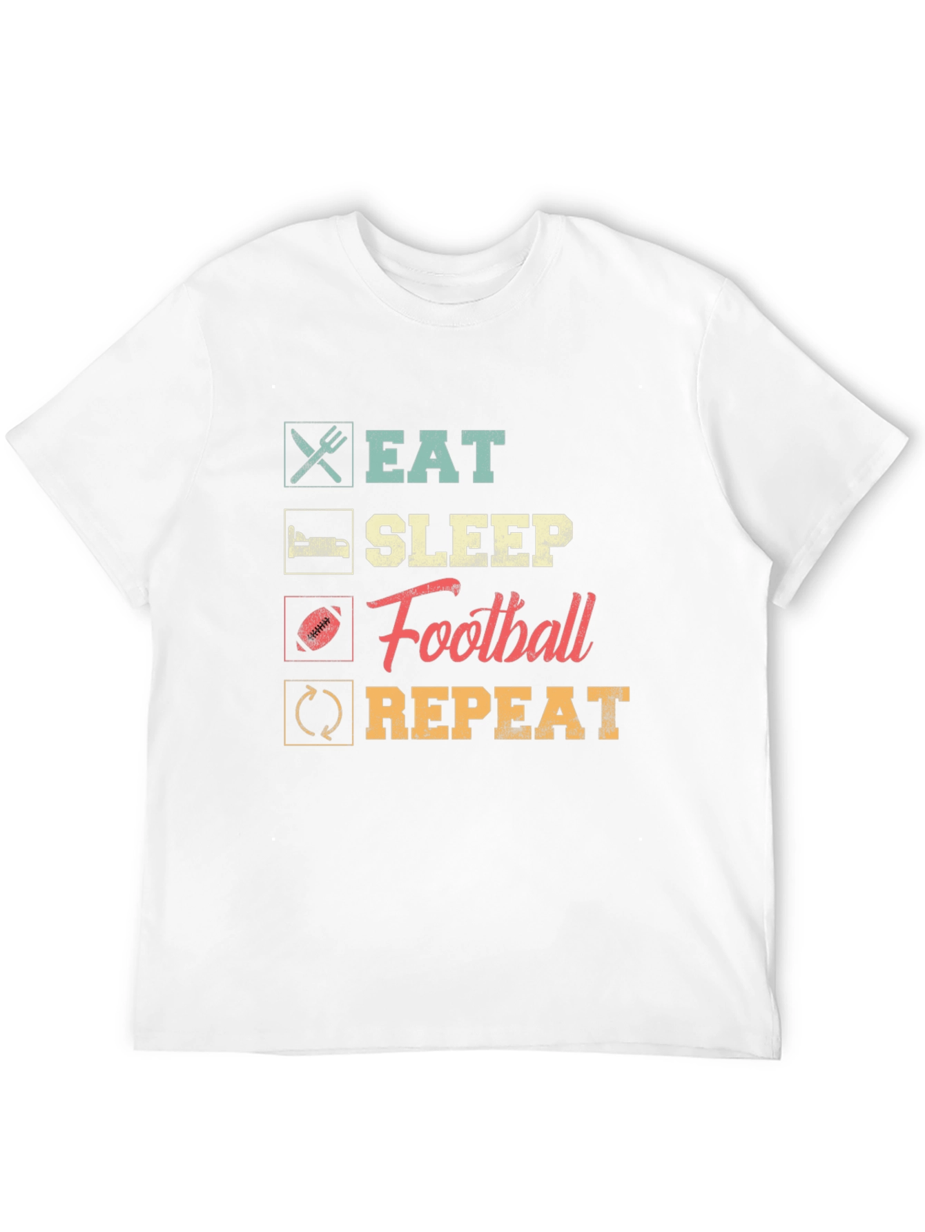 Black Eat Sleep Football Repeat Black Tee view 12
