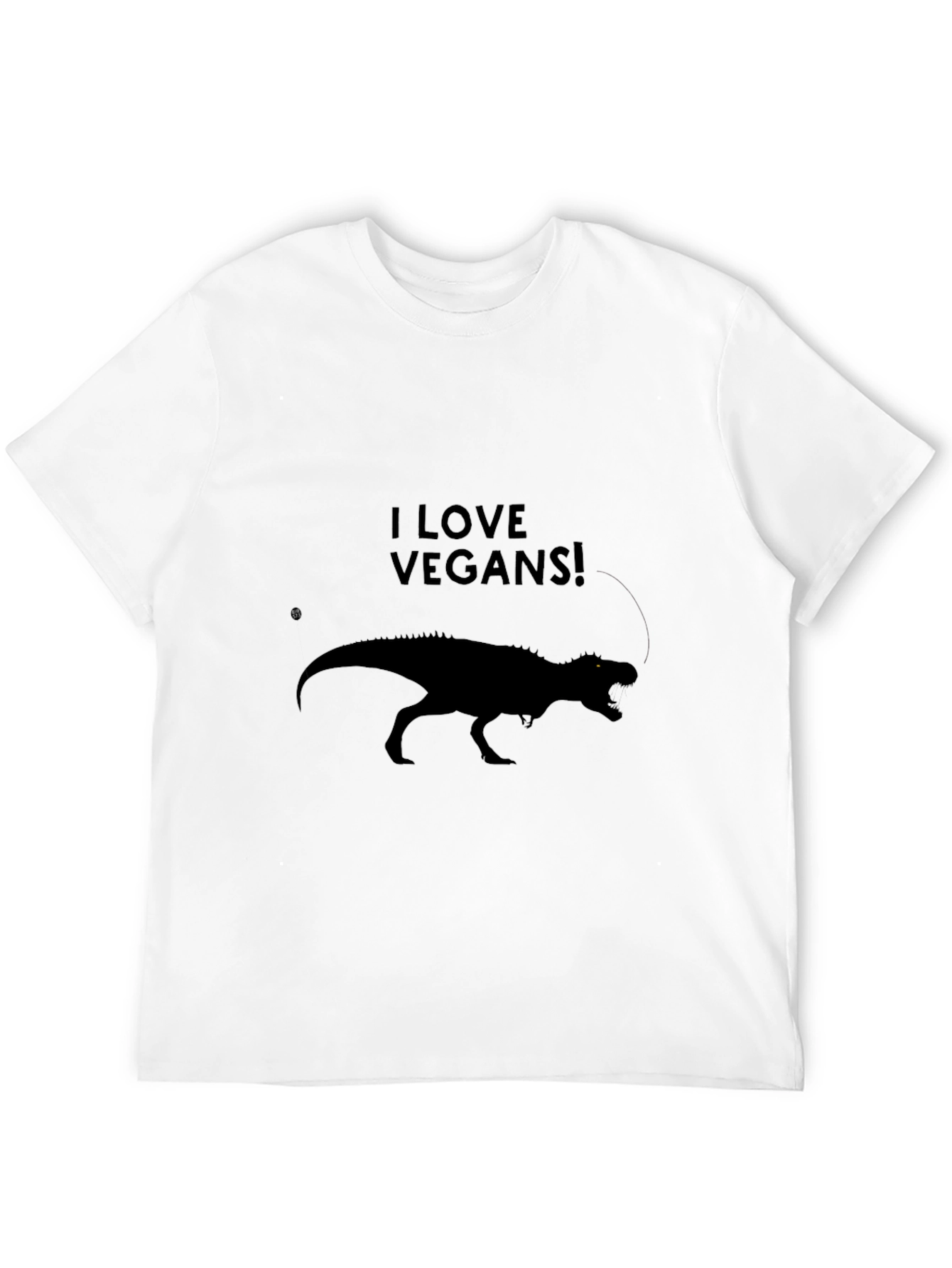 Black I Love Vegans! Dinosaur T-Shirt view 12
