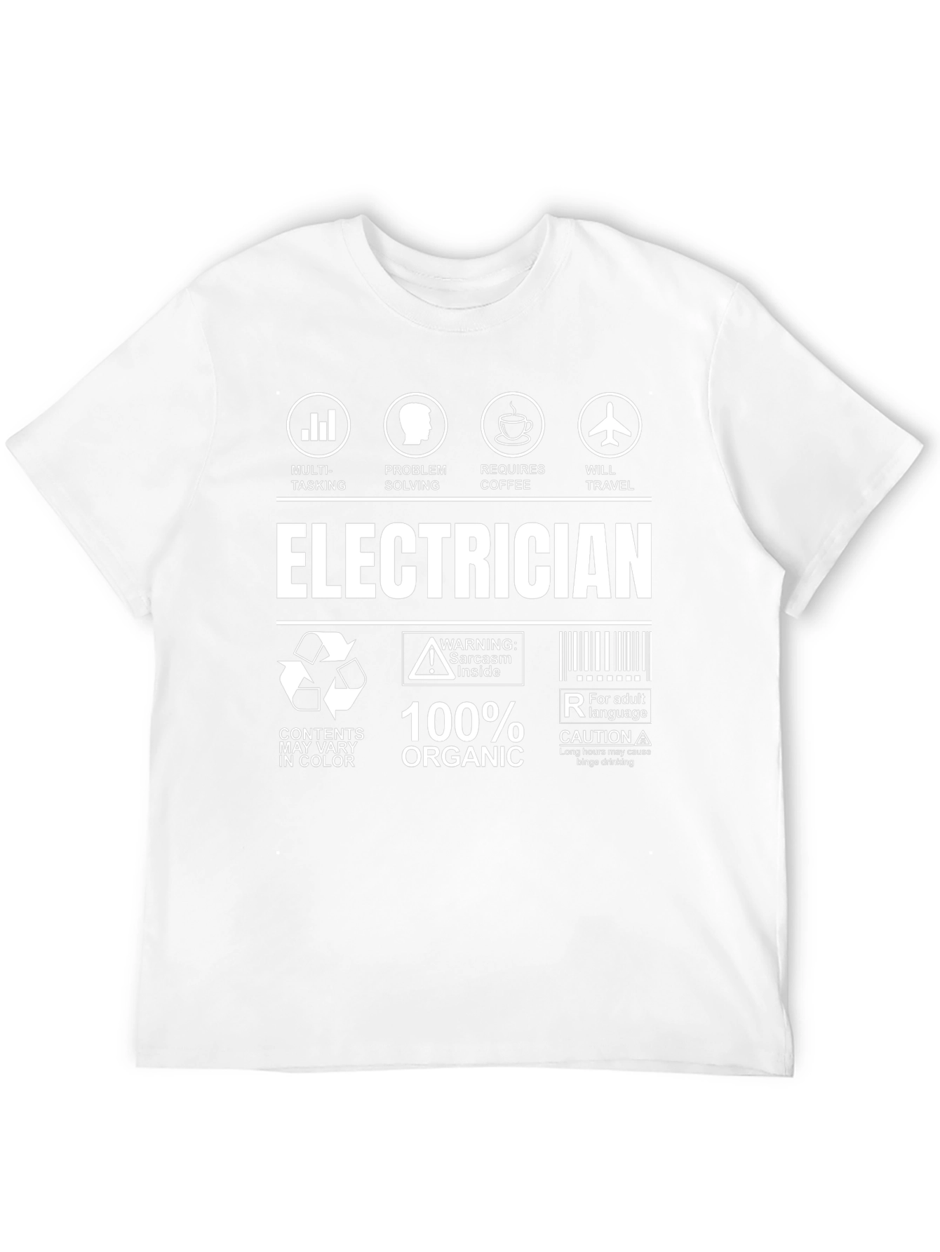 Black Electrician T-Shirt: Multi-Tasking, Coffee, Travel, Sarcasm view 12
